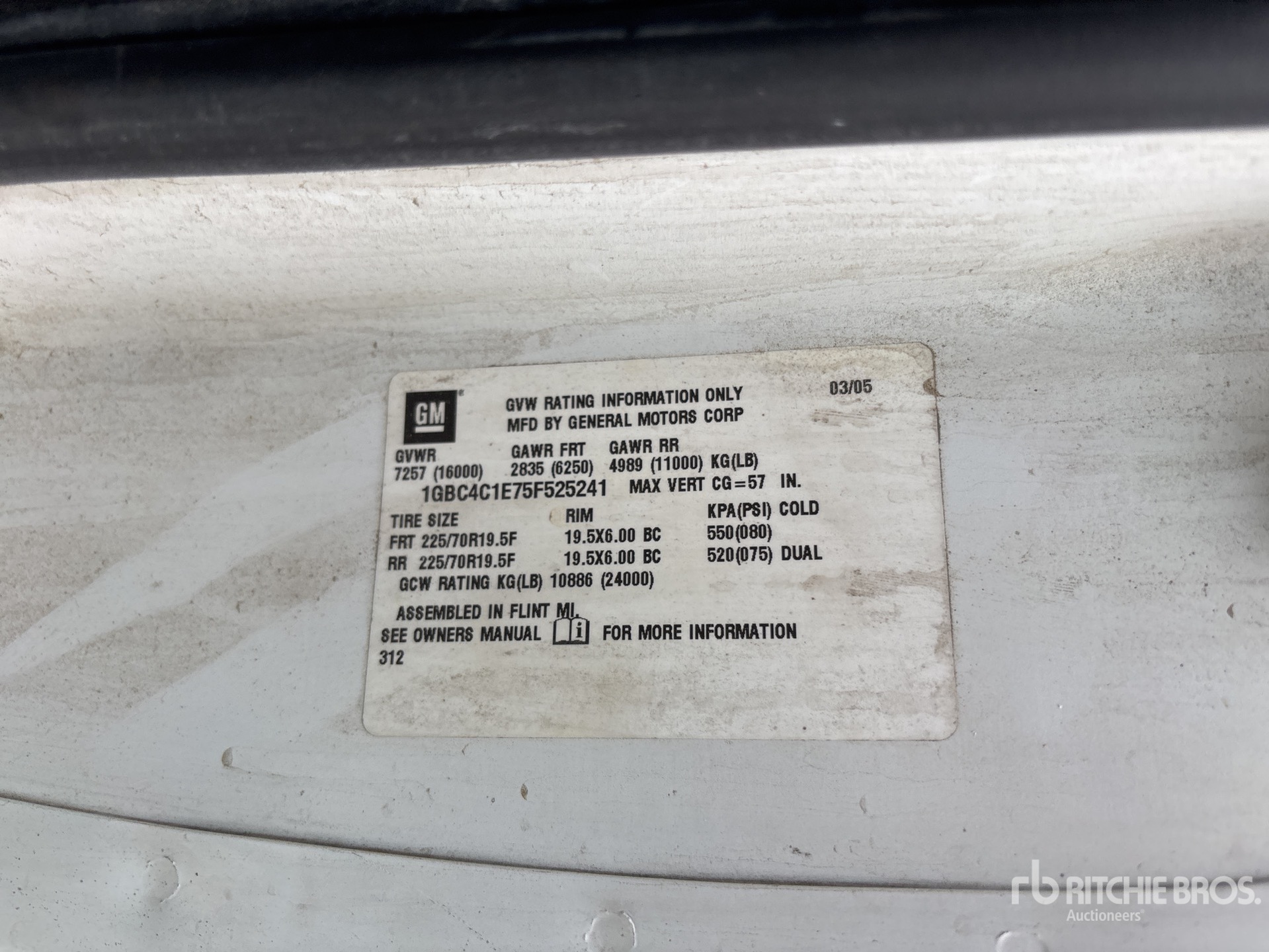 General Appearance with Serial Number / VIN