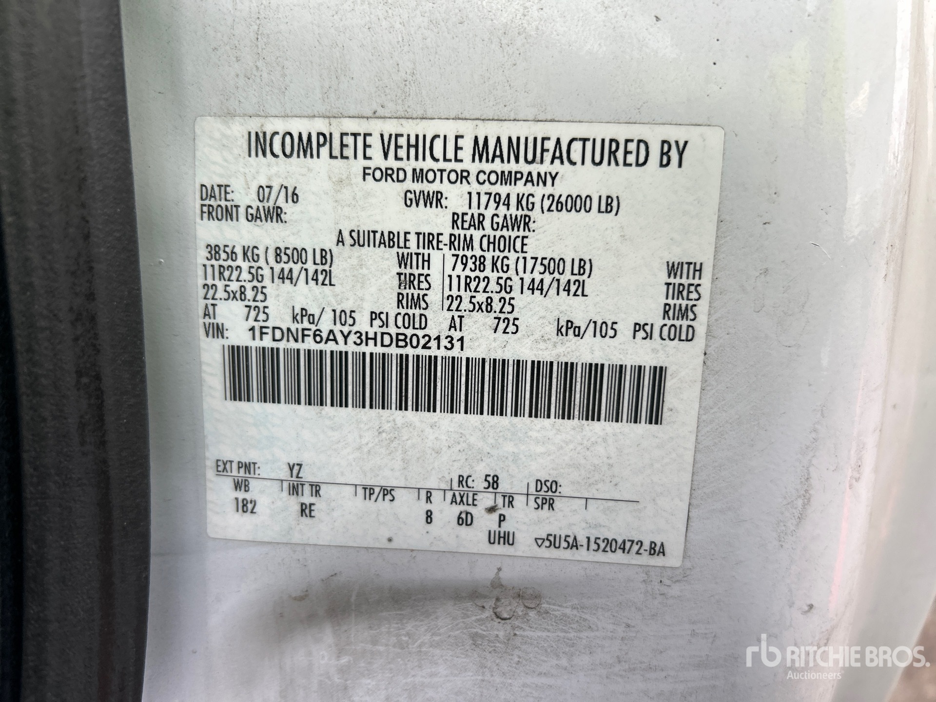 General Appearance with Serial Number / VIN