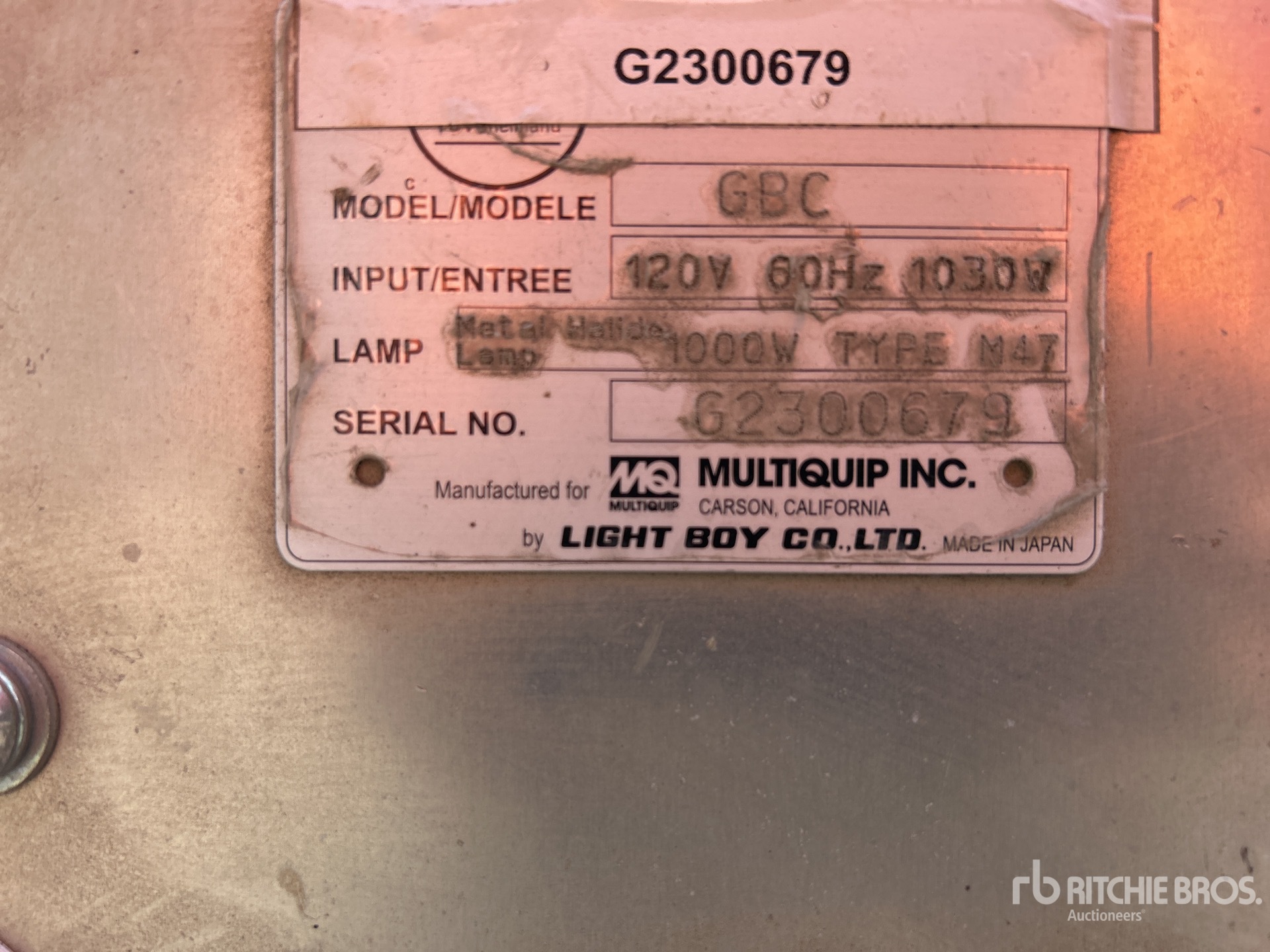 General Appearance with Serial Number / VIN