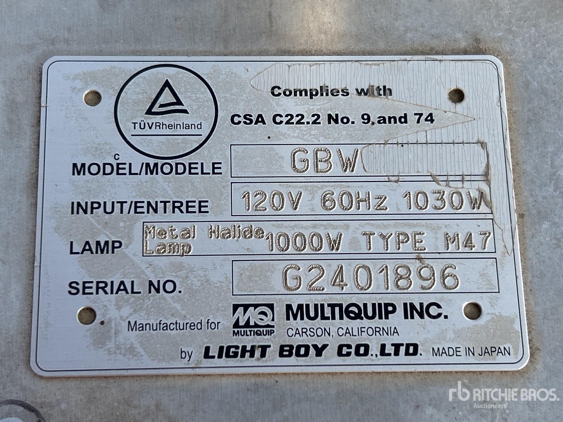 General Appearance with Serial Number / VIN