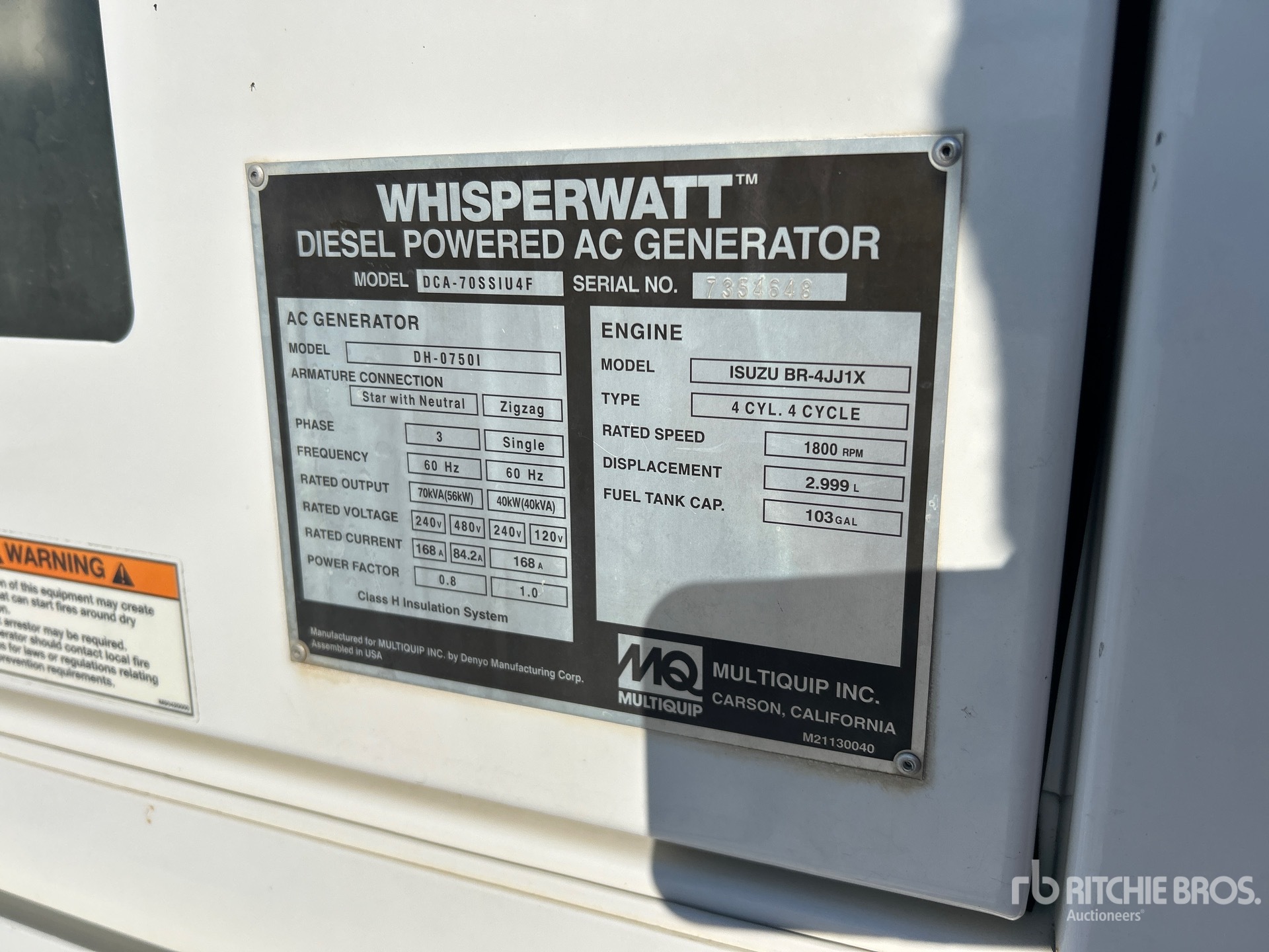 General Appearance with Serial Number / VIN