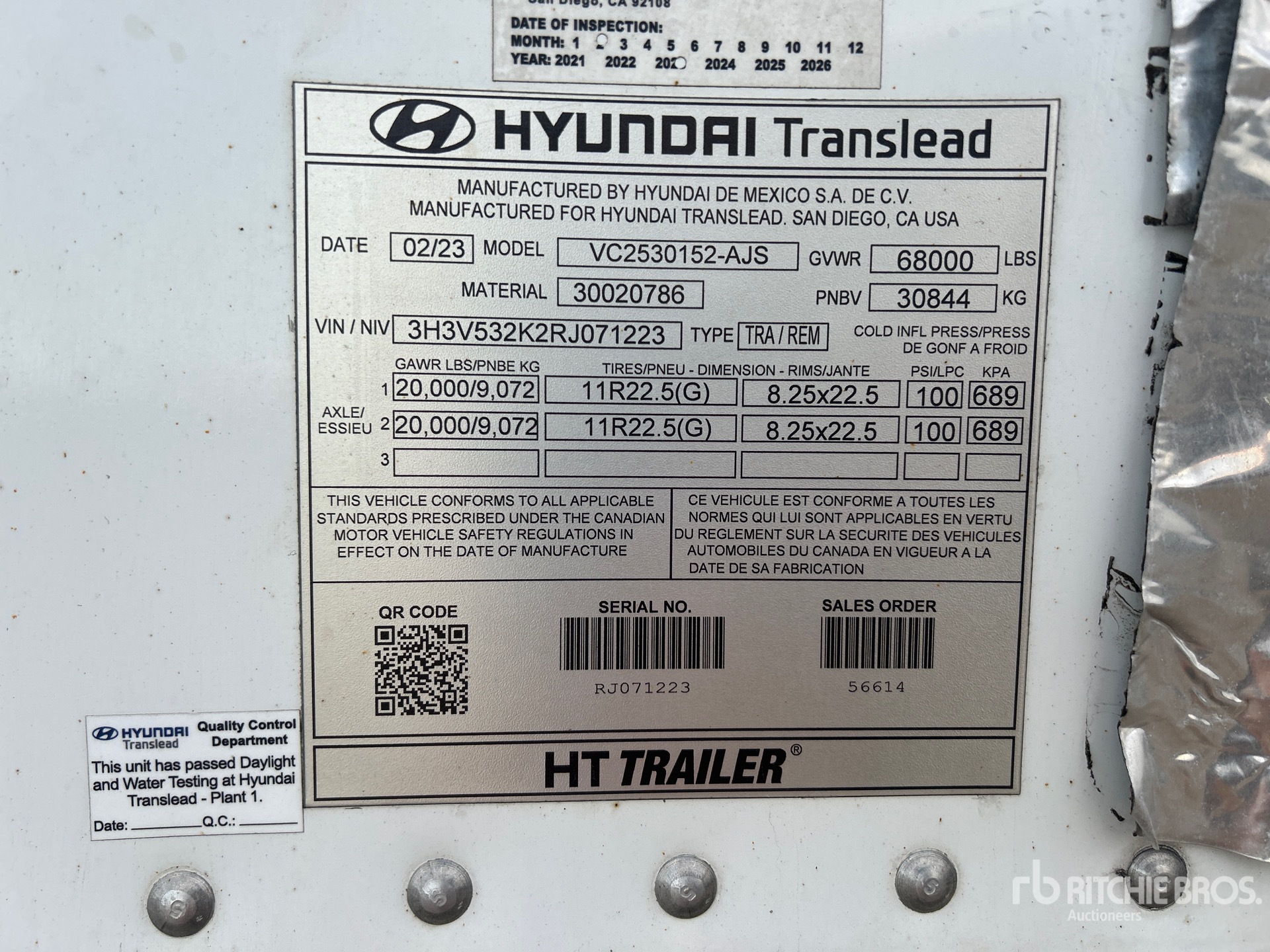 General Appearance with Serial Number / VIN