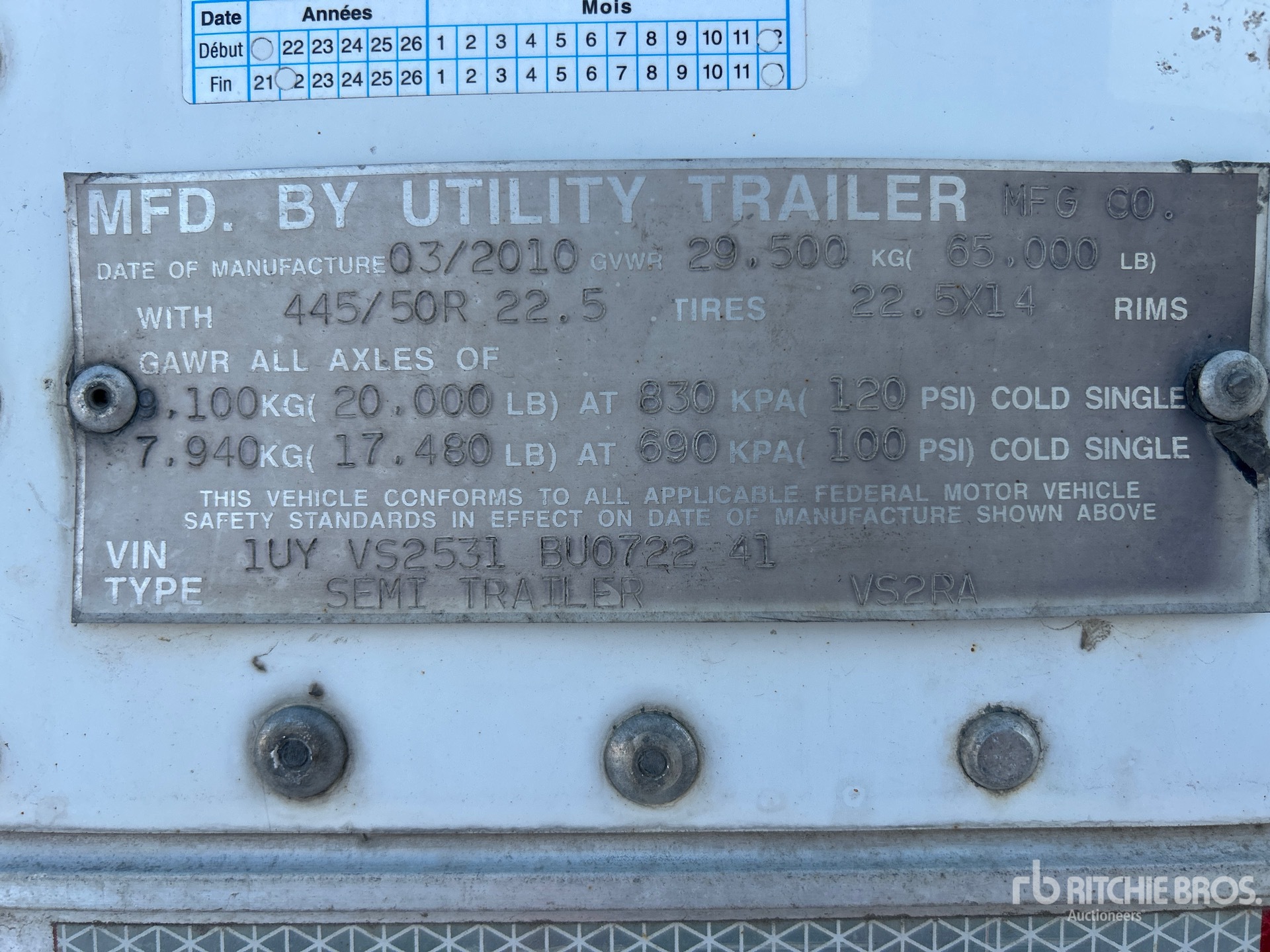 General Appearance with Serial Number / VIN