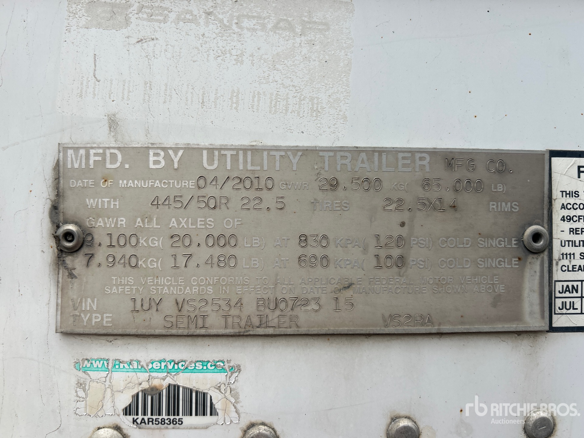 General Appearance with Serial Number / VIN