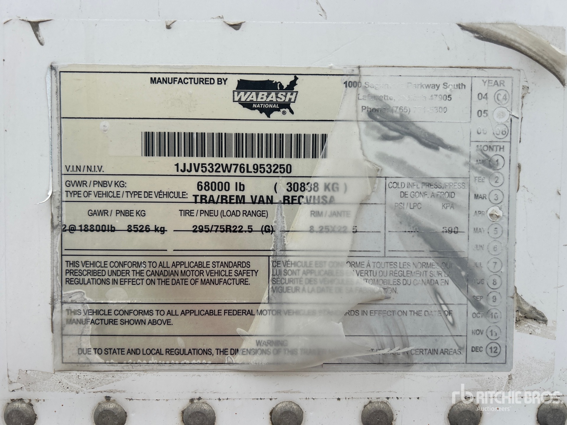 General Appearance with N.º de serie/VIN