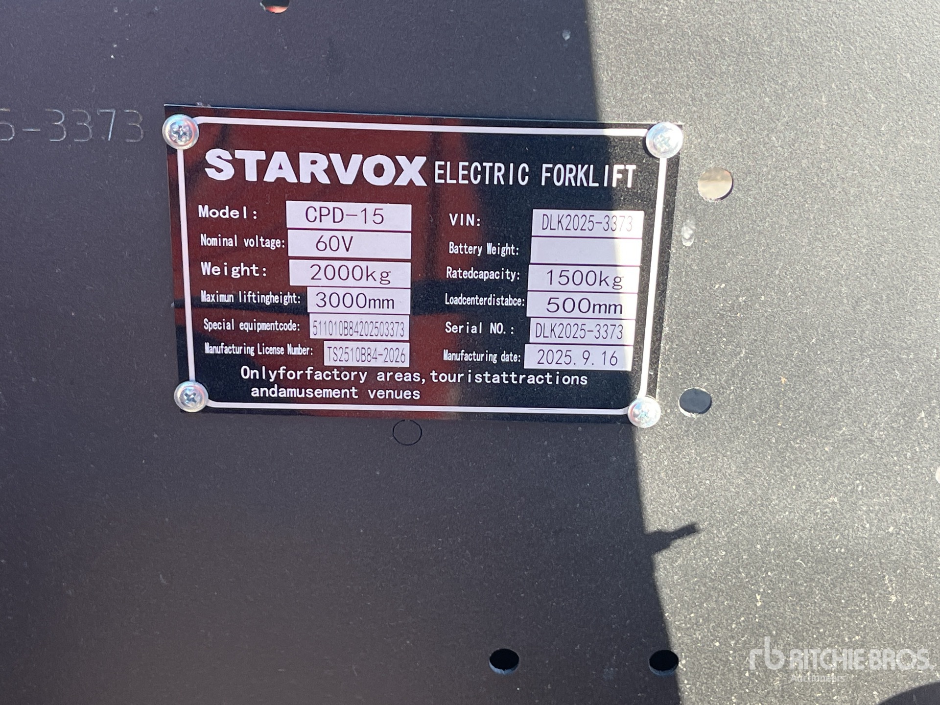 General Appearance with Serial Number / VIN