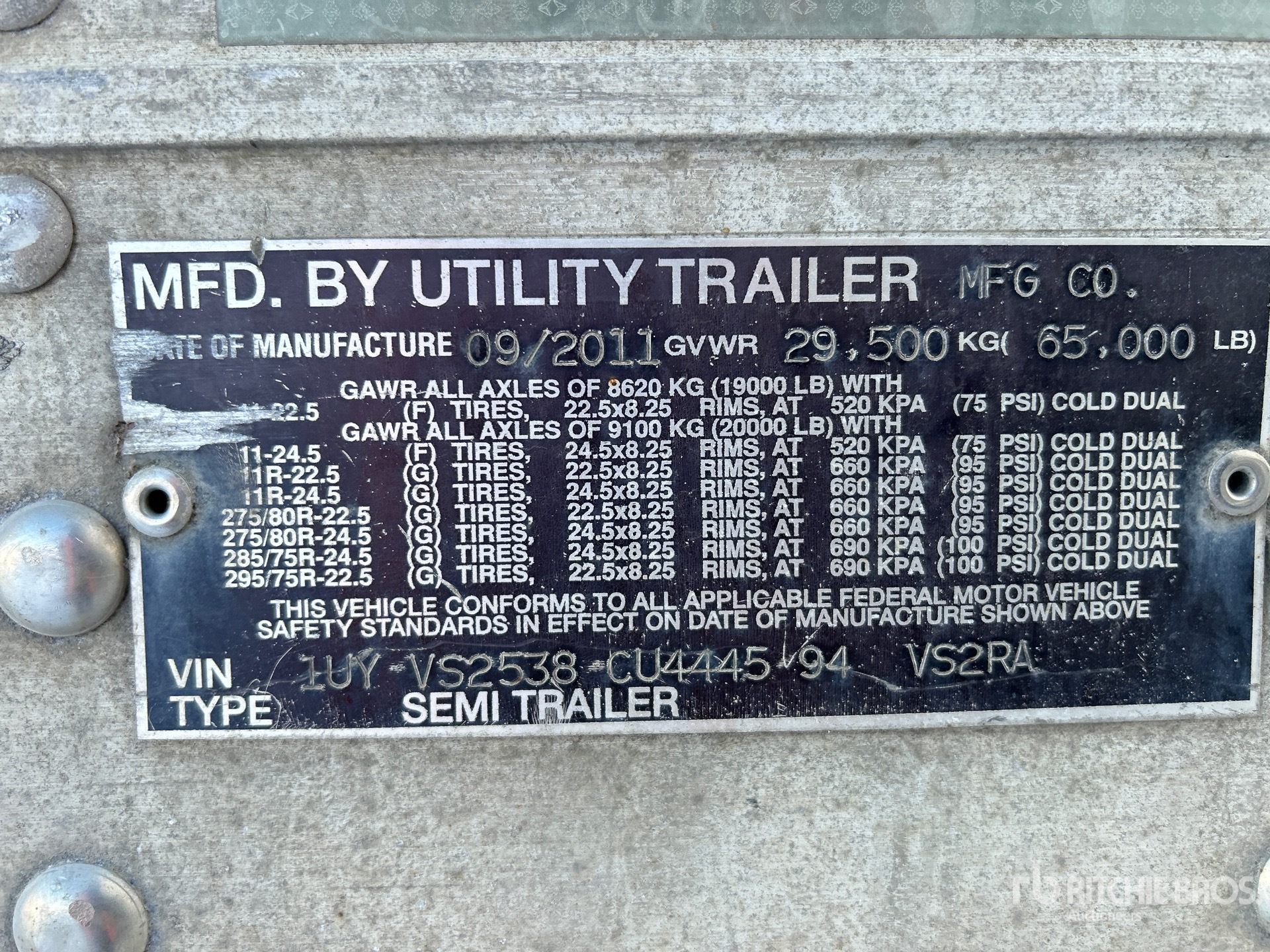 General Appearance with Serial Number / VIN