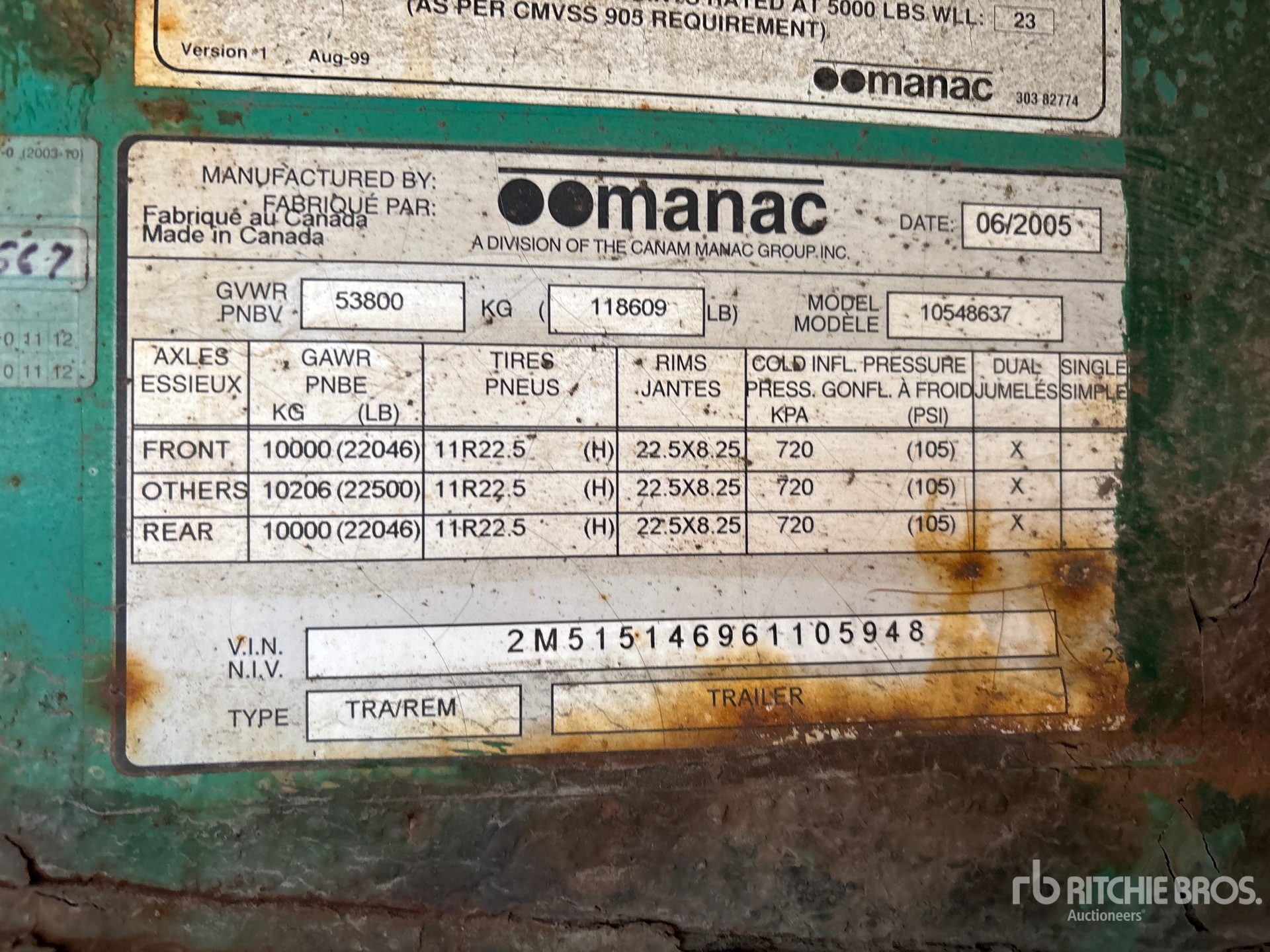 General Appearance with Serial Number / VIN