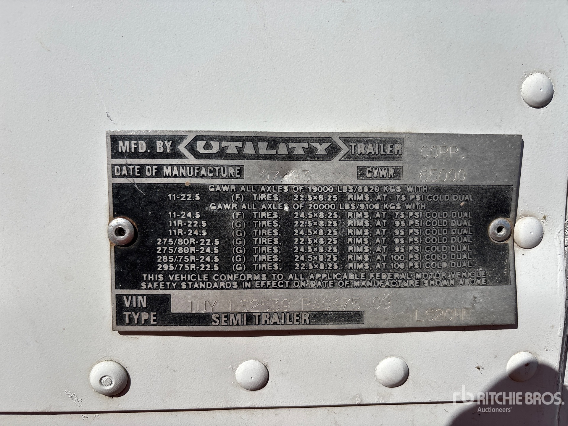 General Appearance with Serial Number / VIN