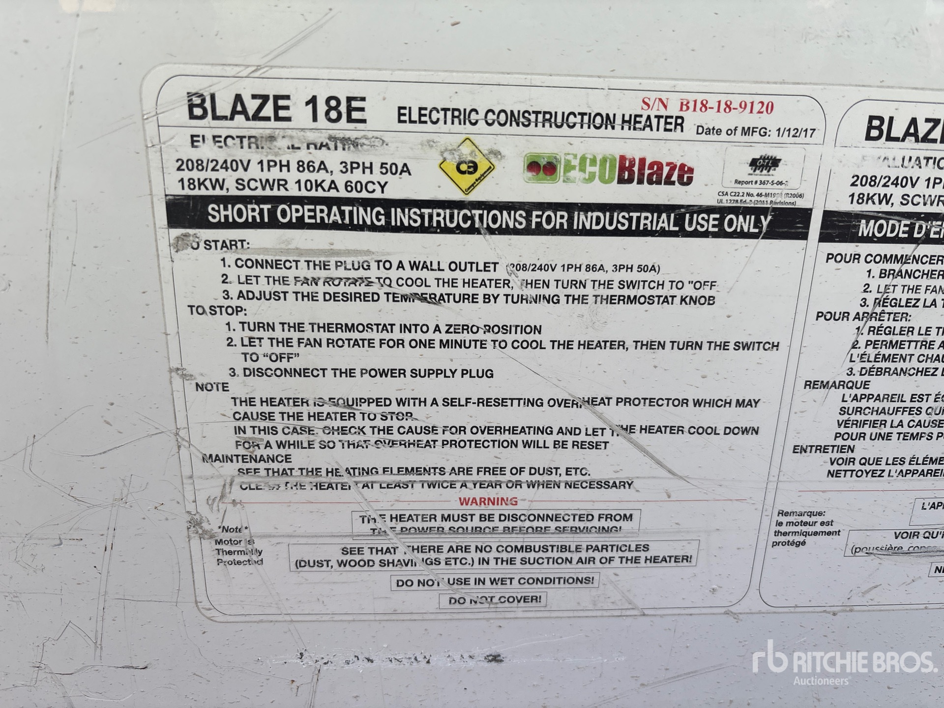 General Appearance with Serial Number / VIN