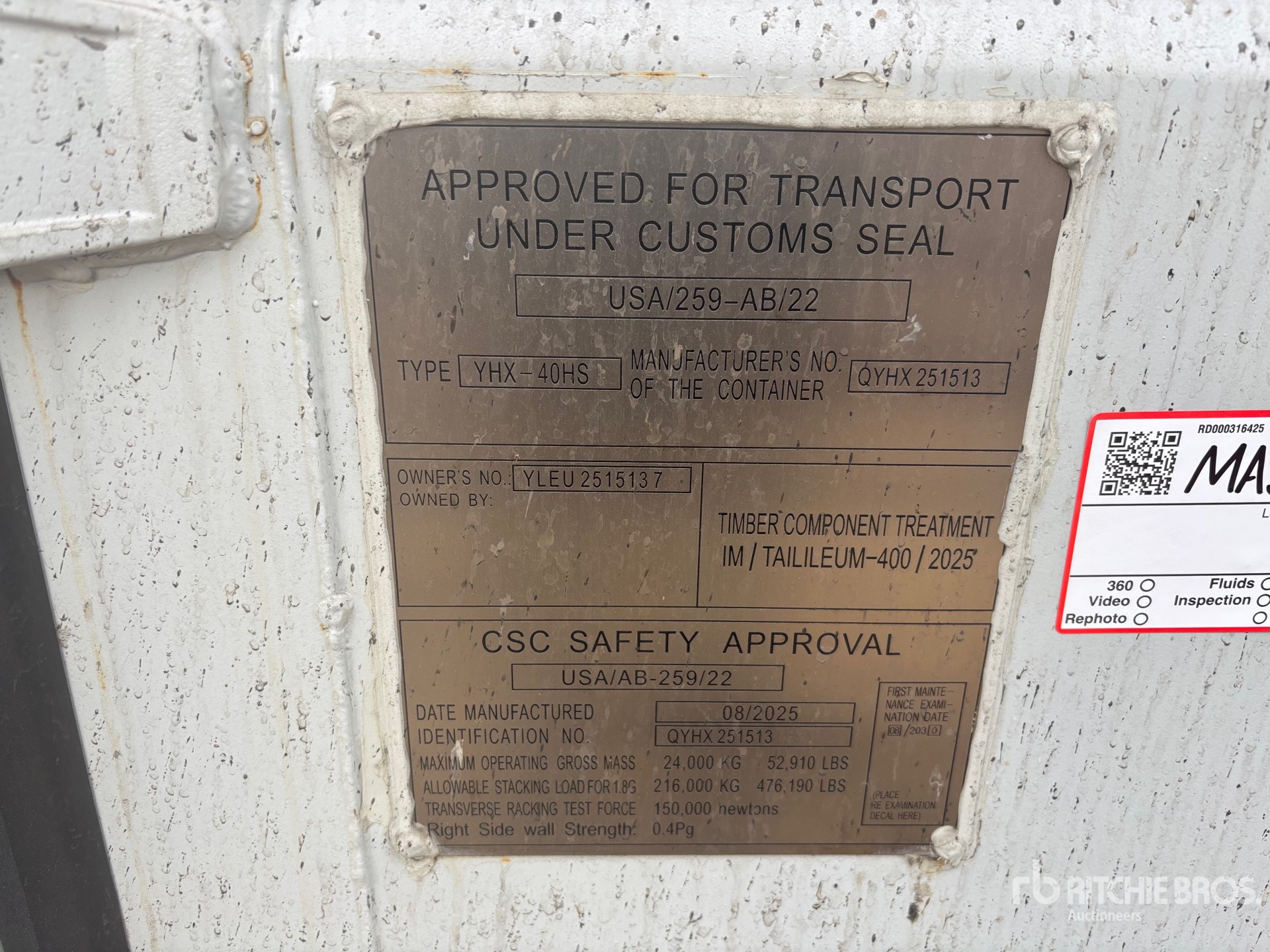 General Appearance with Serial Number / VIN