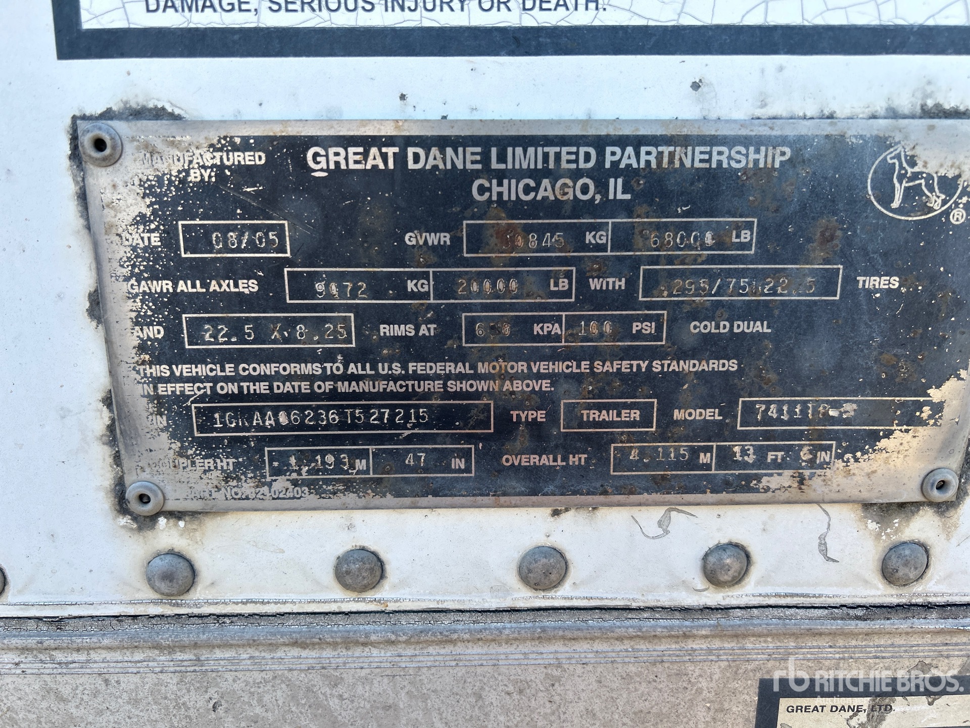 General Appearance with N.º de serie/VIN