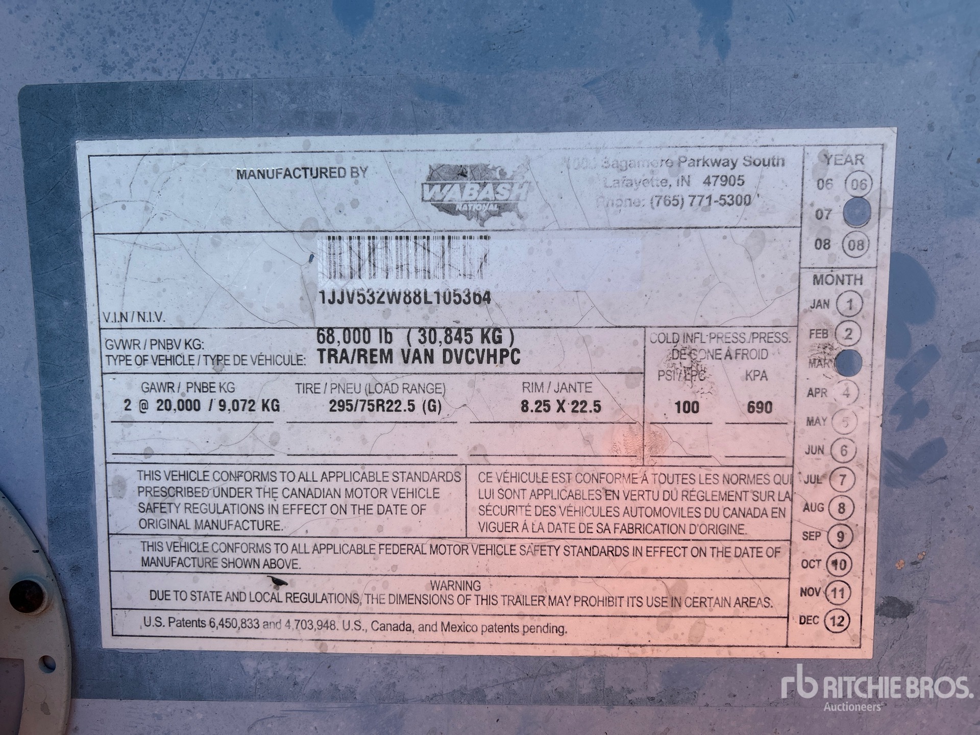 General Appearance with N.º de serie/VIN