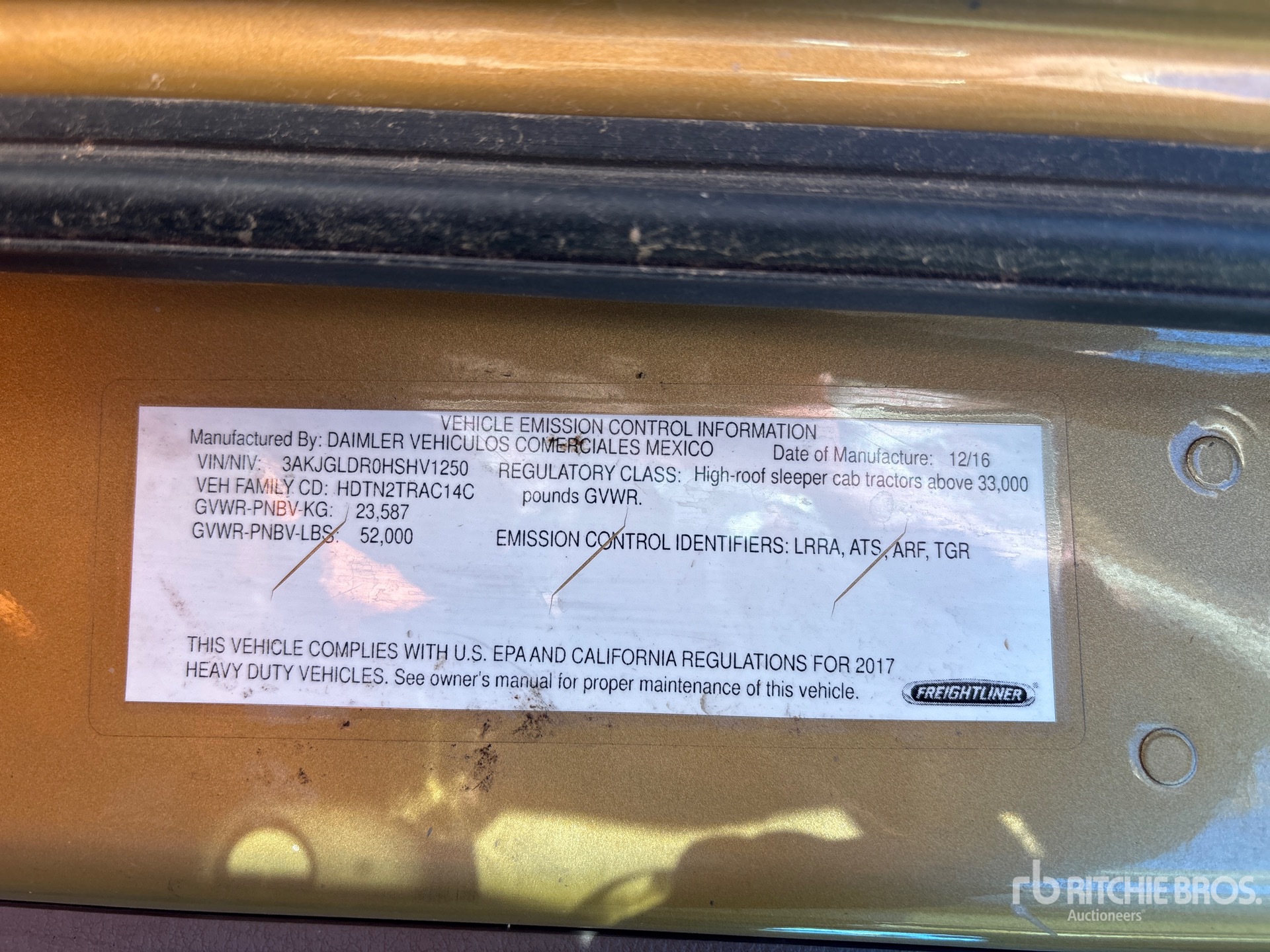 General Appearance with Serial Number / VIN