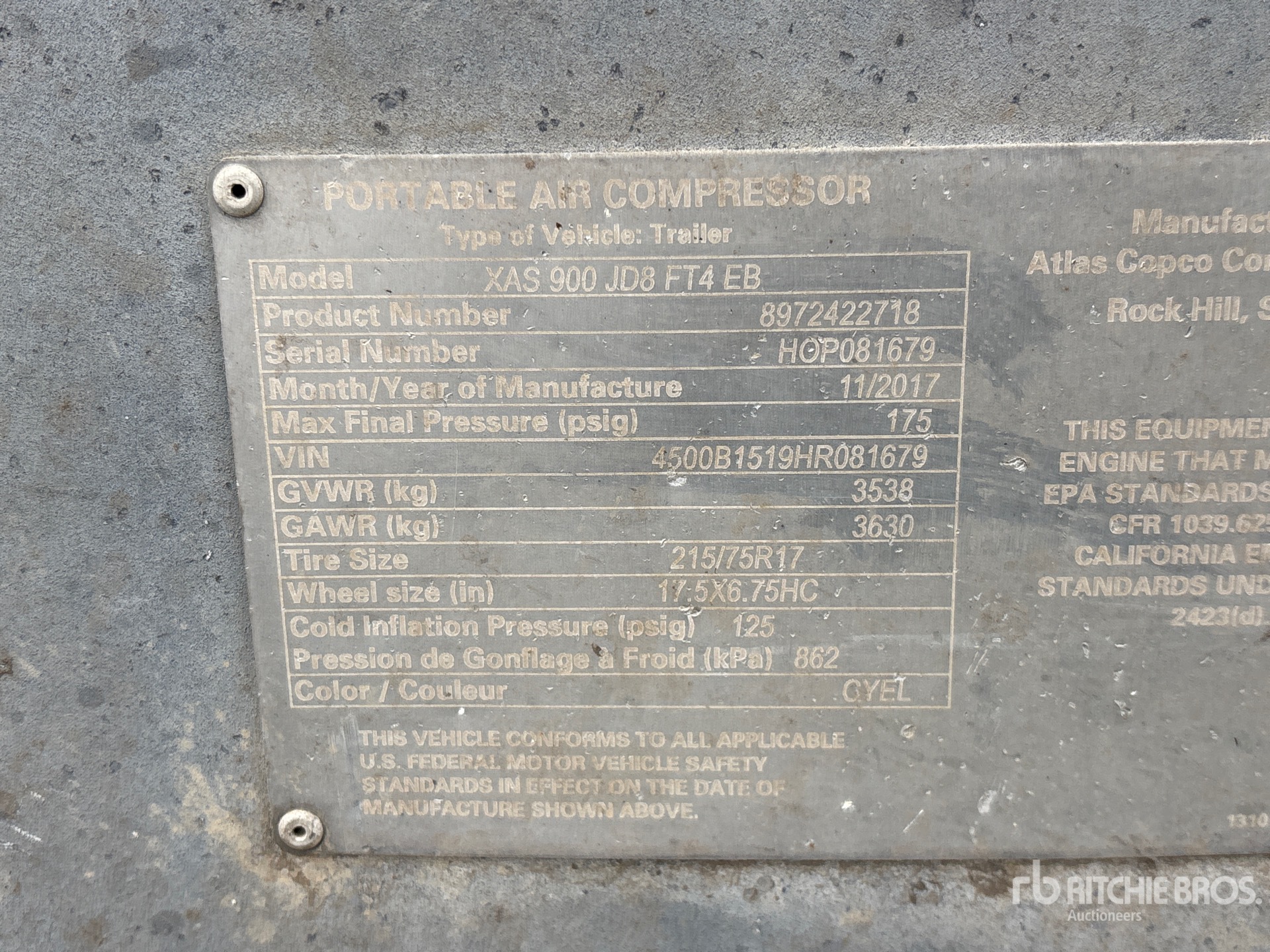 General Appearance with Serial Number / VIN