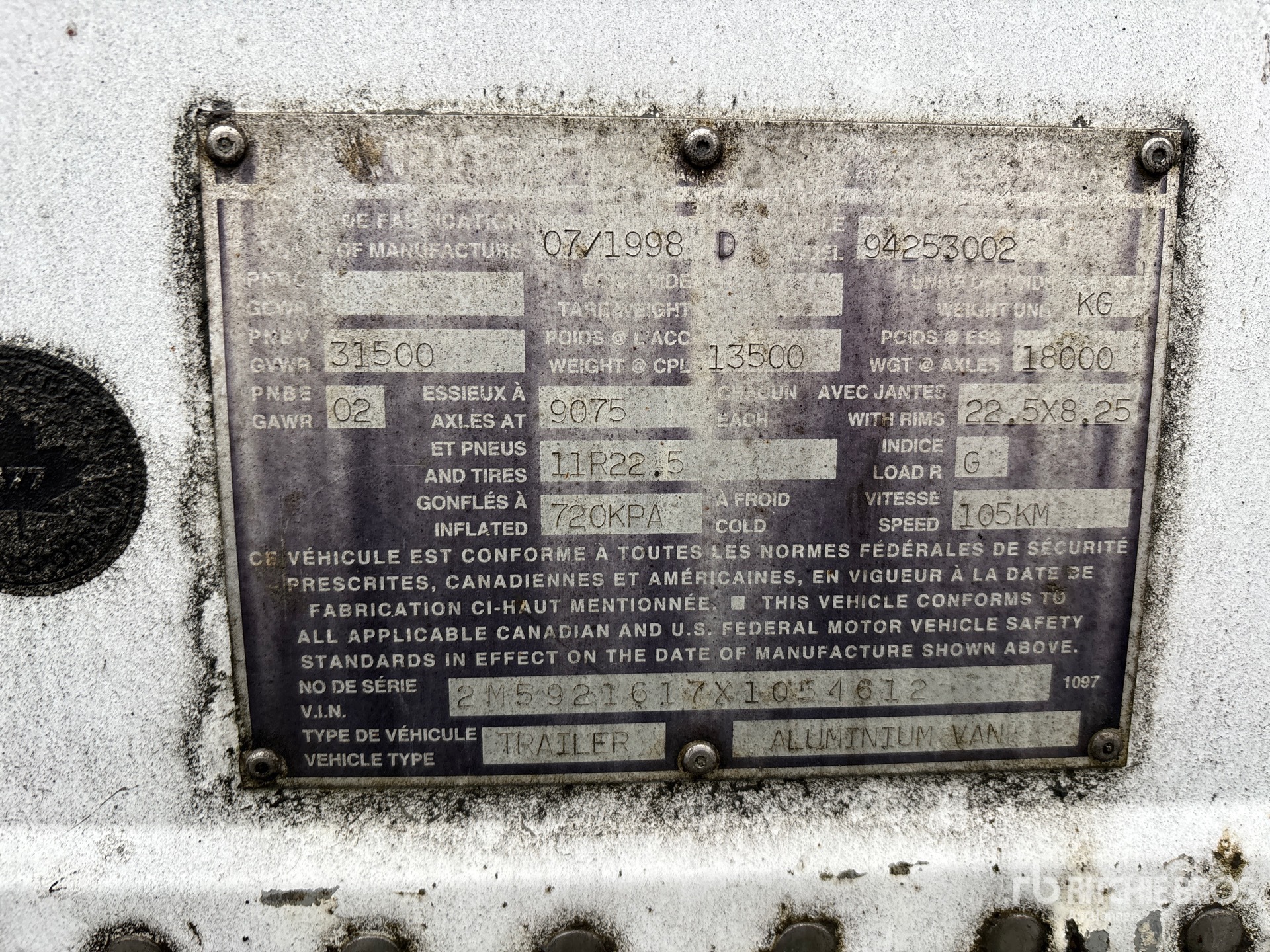 General Appearance with Serial Number / VIN