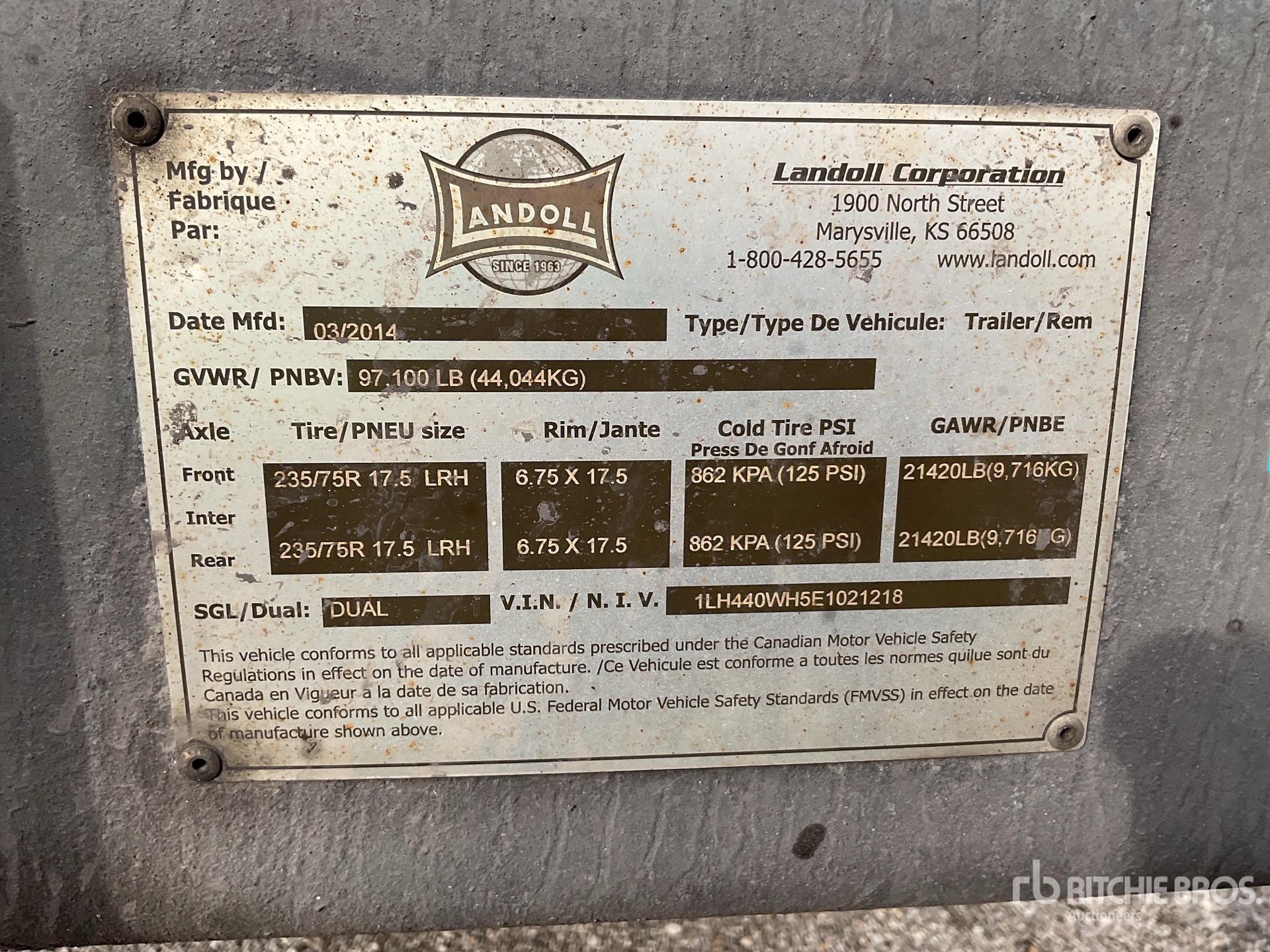 General Appearance with Serial Number / VIN