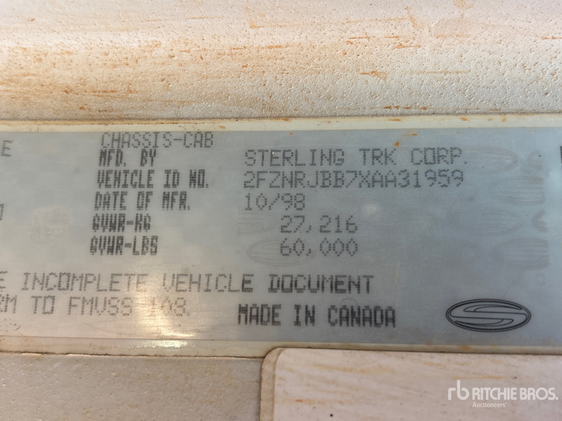 General Appearance with Serial Number / VIN