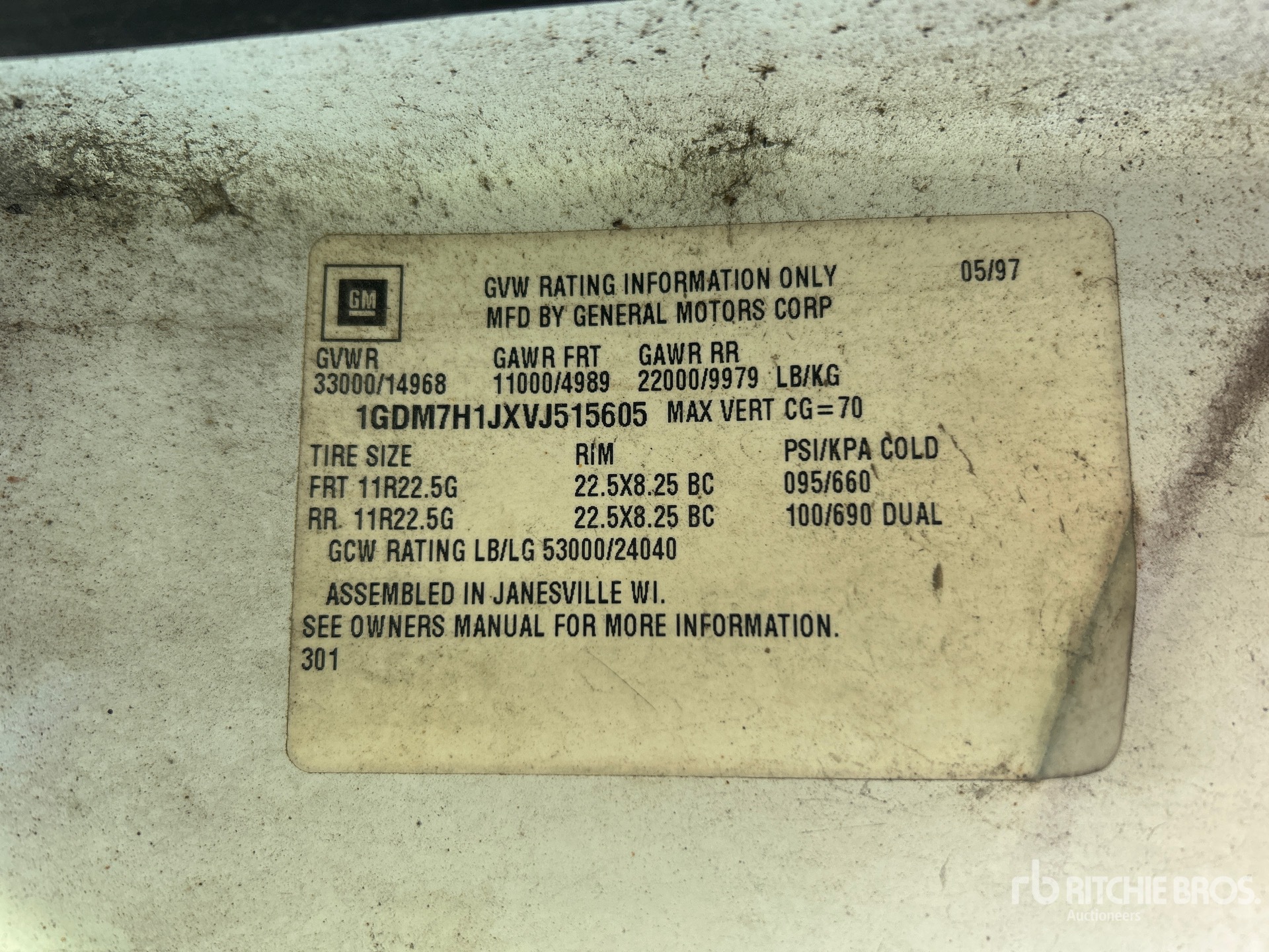 General Appearance with Serial Number / VIN