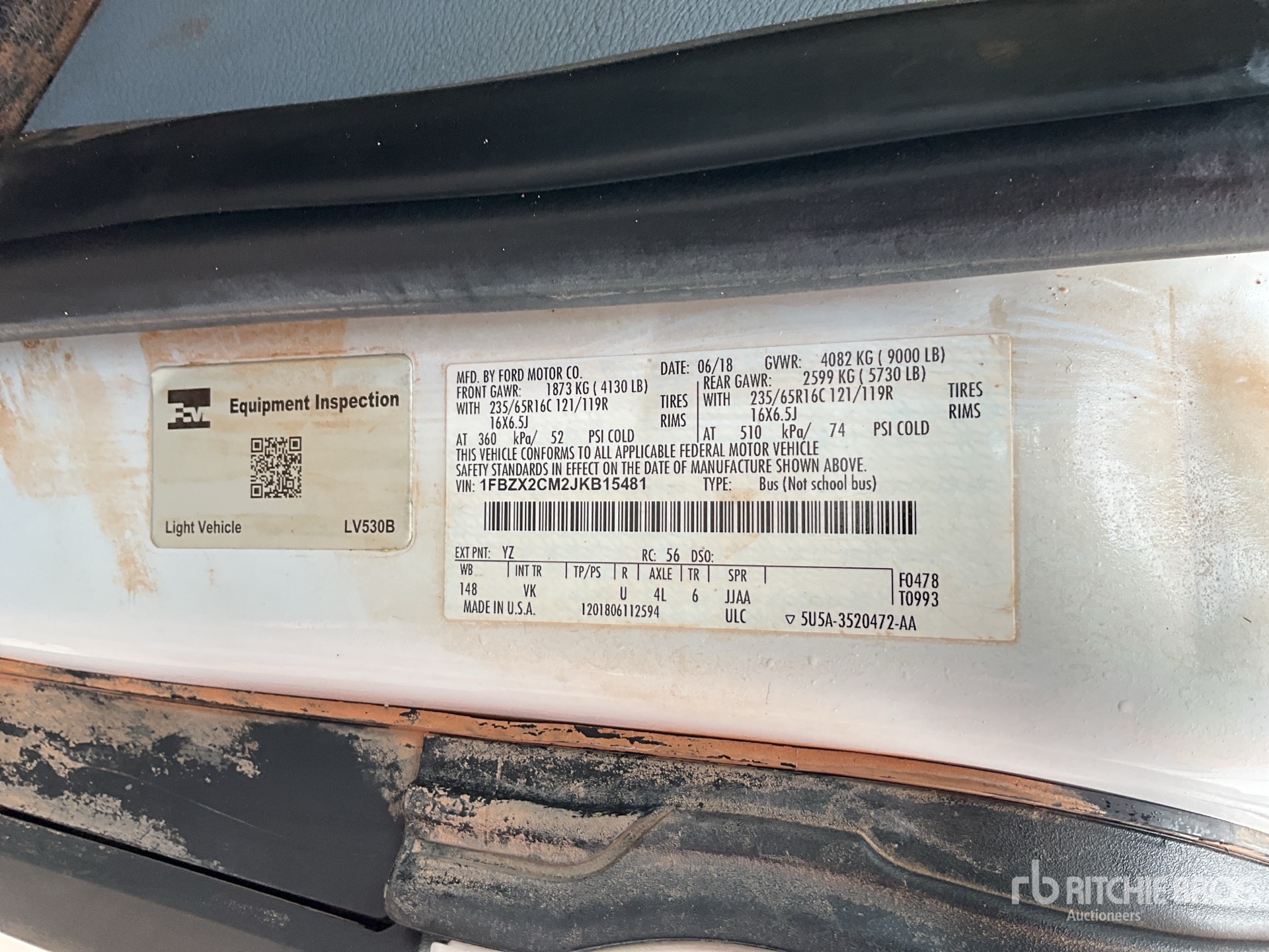 General Appearance with Serial Number / VIN