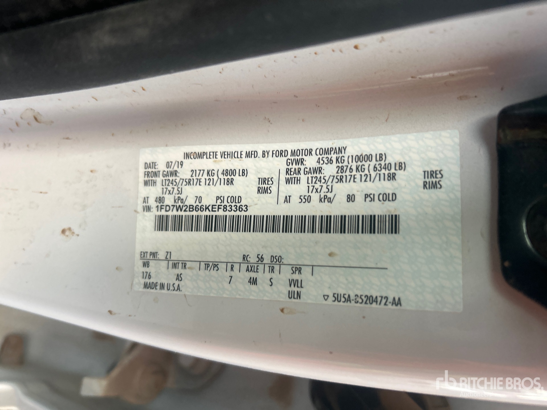 General Appearance with Serial Number / VIN