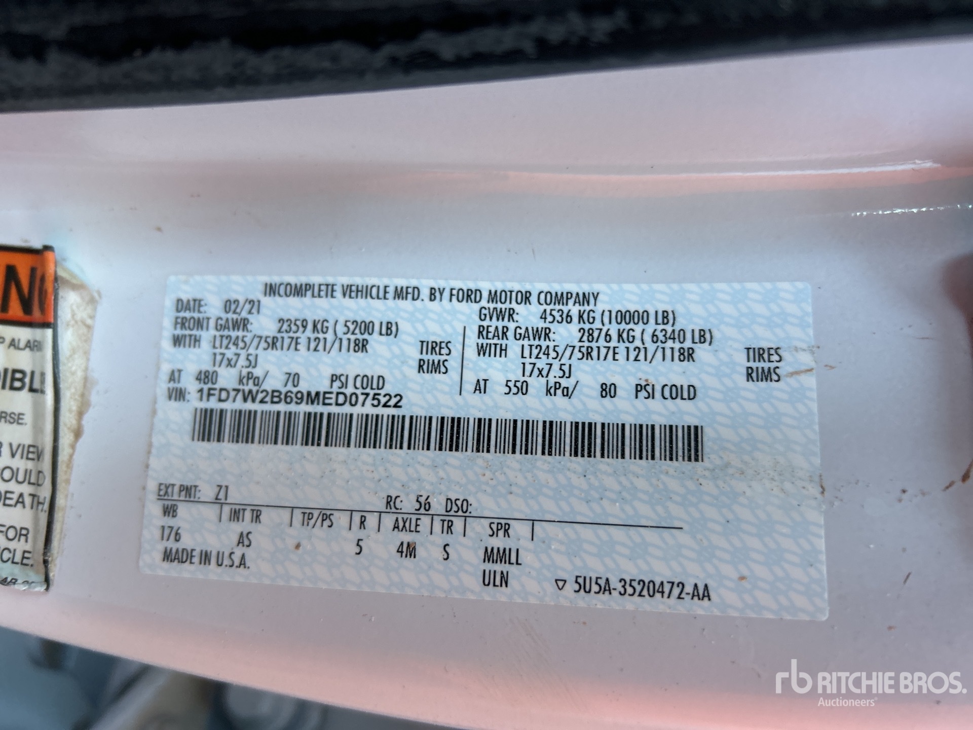 General Appearance with Serial Number / VIN