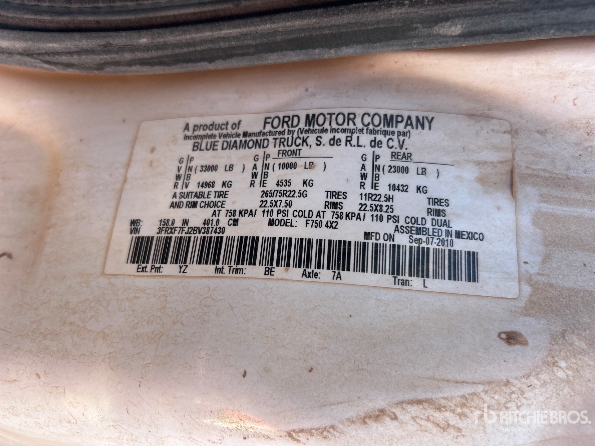 General Appearance with Serial Number / VIN