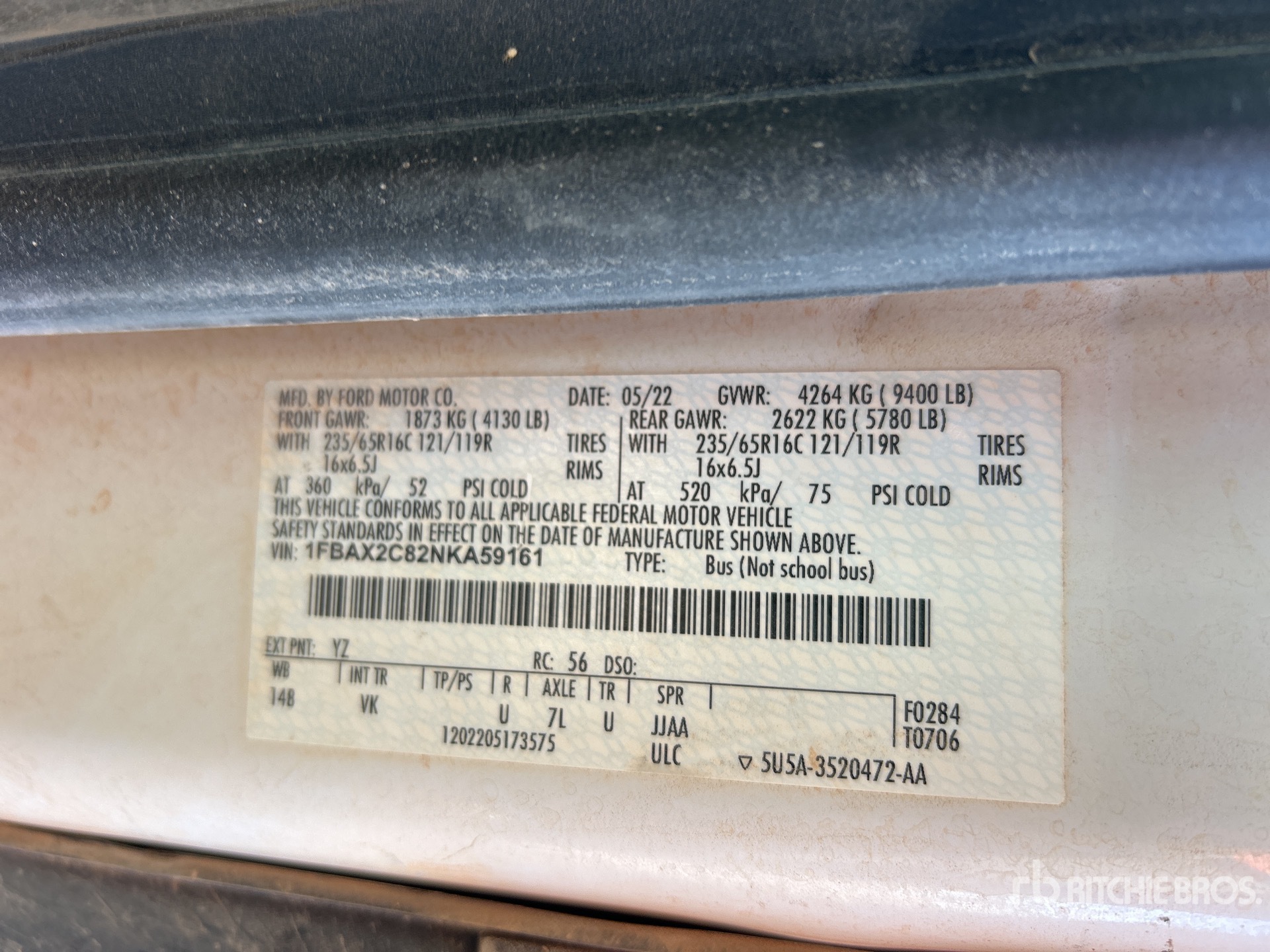 General Appearance with Serial Number / VIN