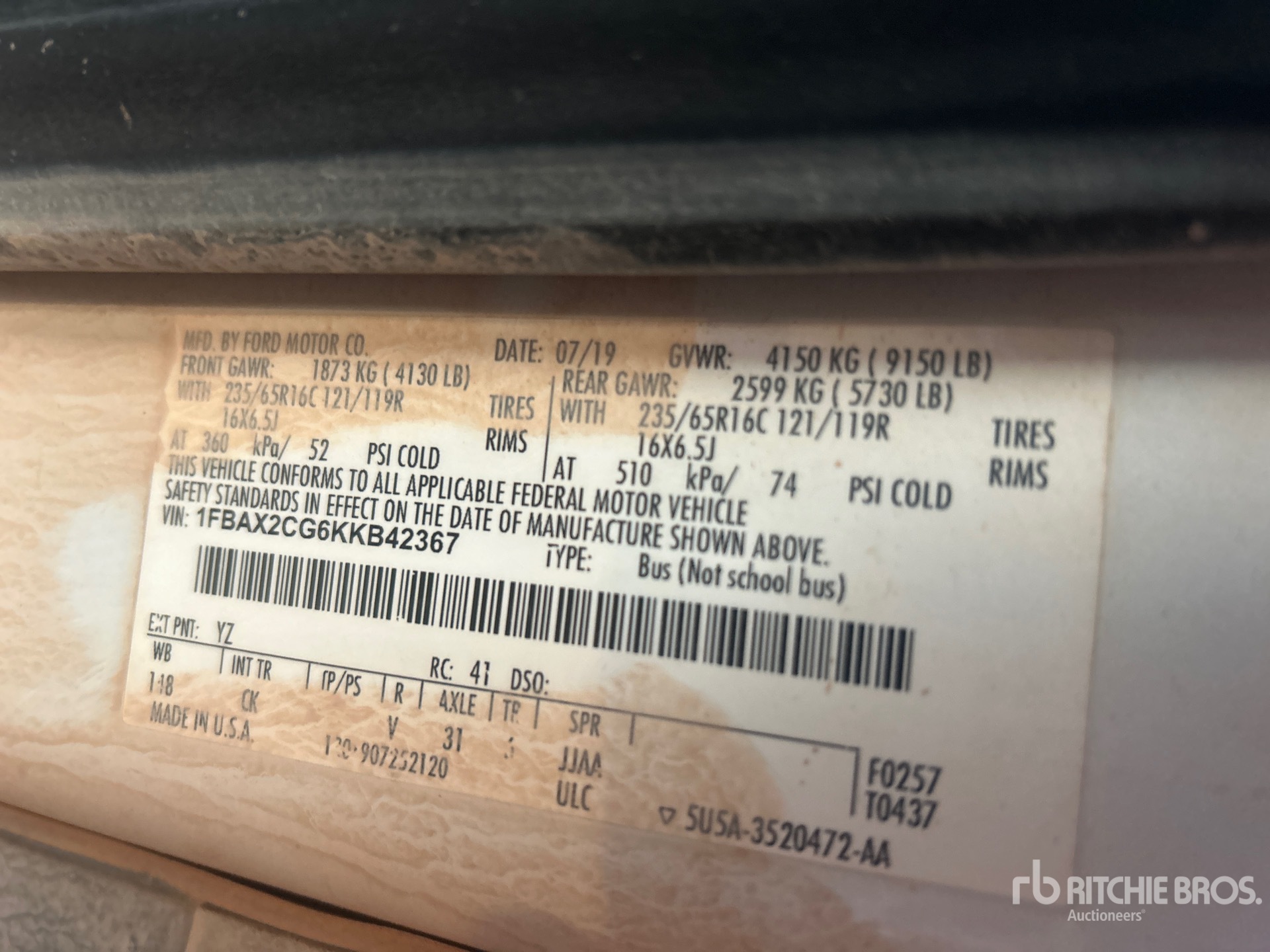 General Appearance with Serial Number / VIN