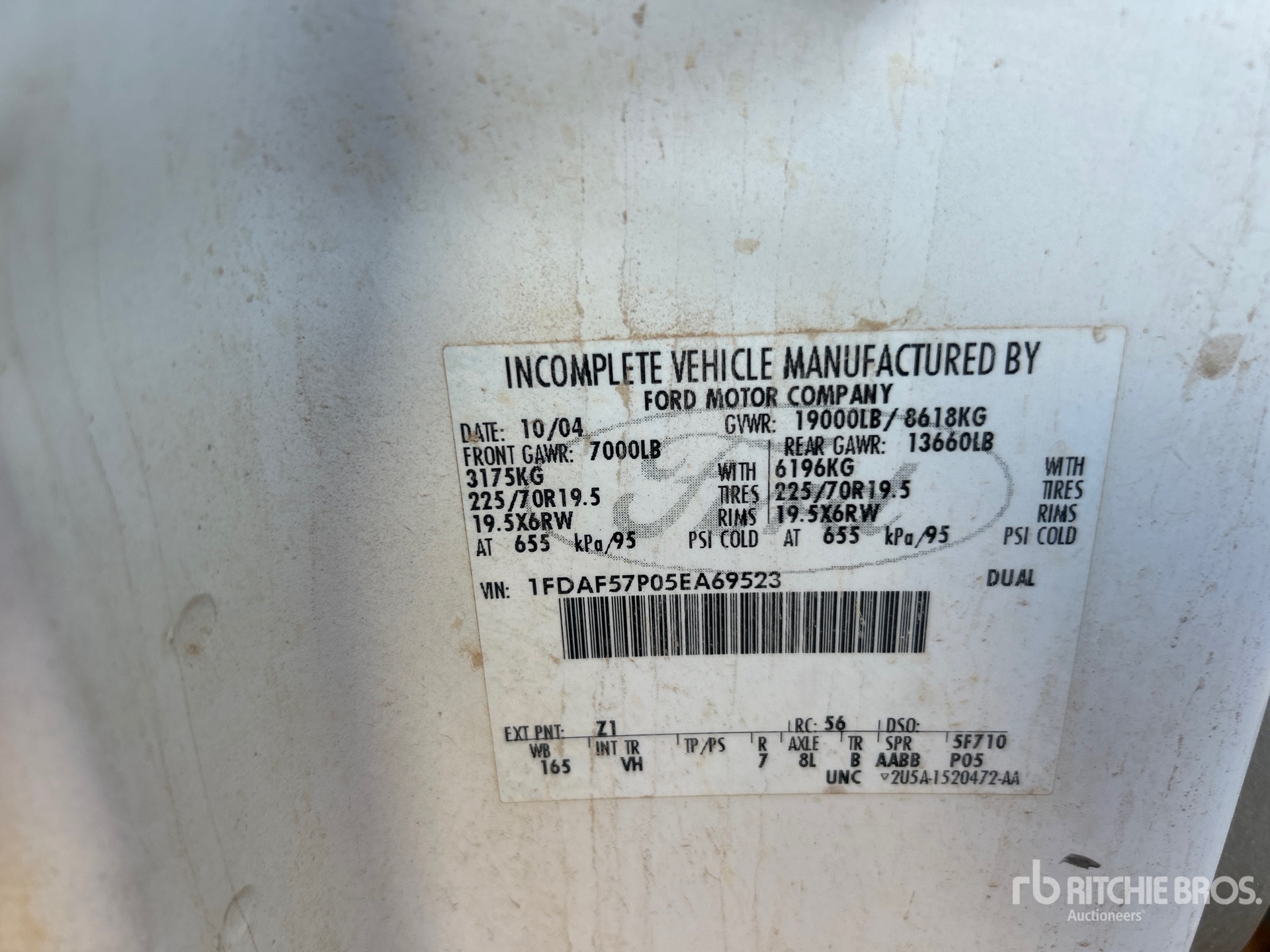 General Appearance with Serial Number / VIN