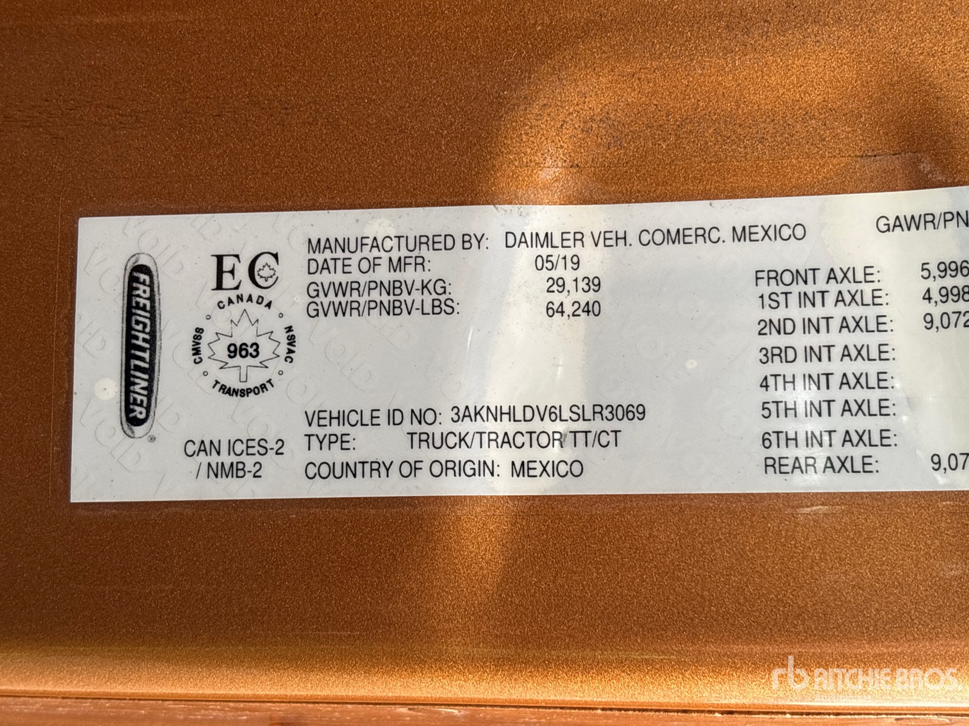 General Appearance with N.º de serie/VIN