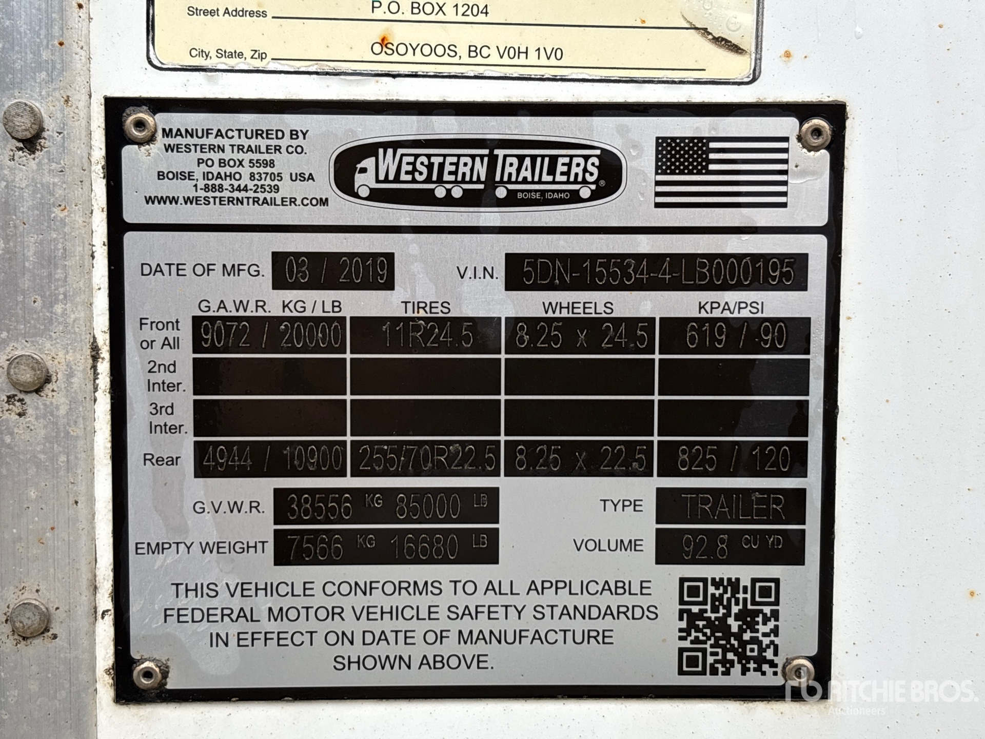 General Appearance with Serial Number / VIN