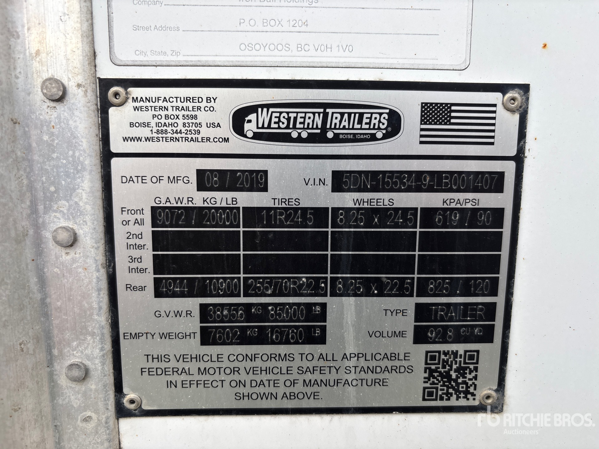 General Appearance with Serial Number / VIN