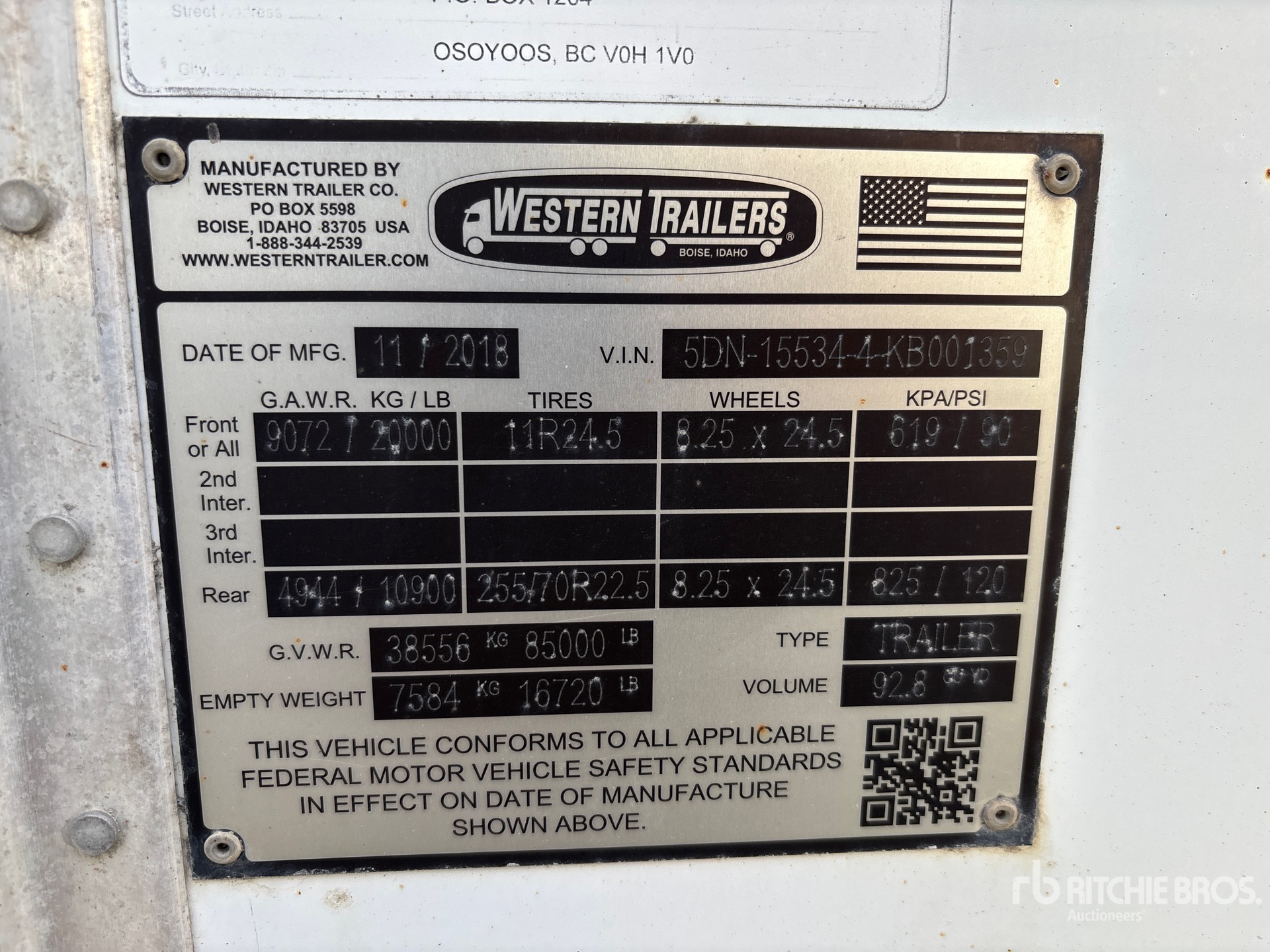 General Appearance with Serial Number / VIN