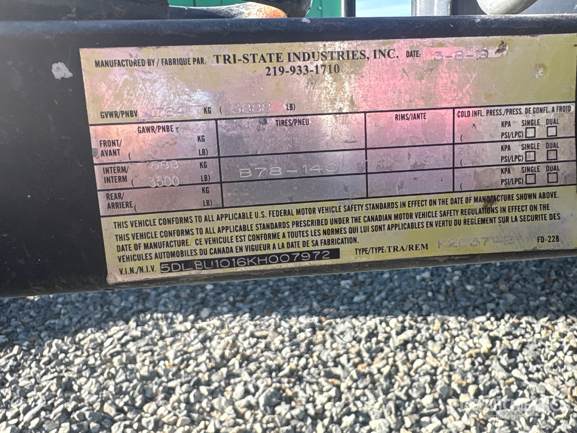 General Appearance with Serial Number / VIN