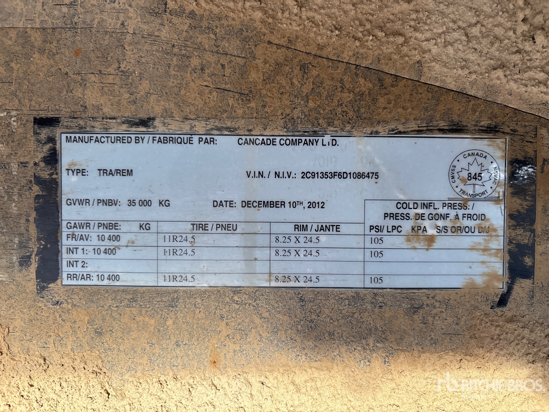 General Appearance with Serial Number / VIN