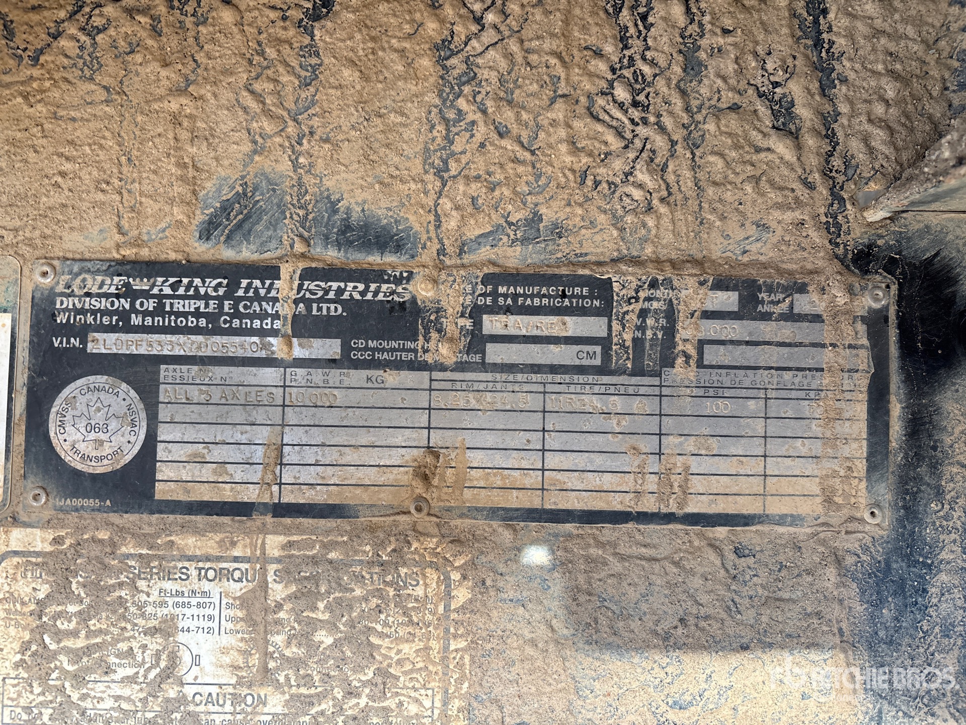 General Appearance with Serial Number / VIN