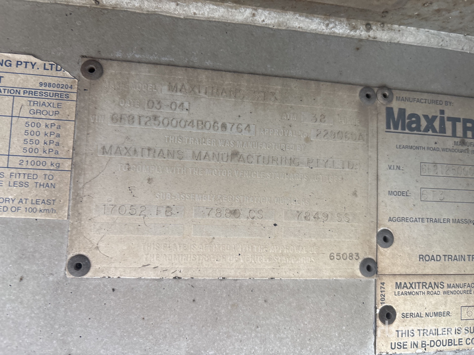 General Appearance with Serial Number / VIN