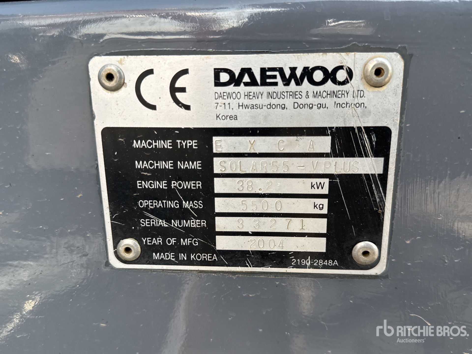 General Appearance with Serial Number / VIN