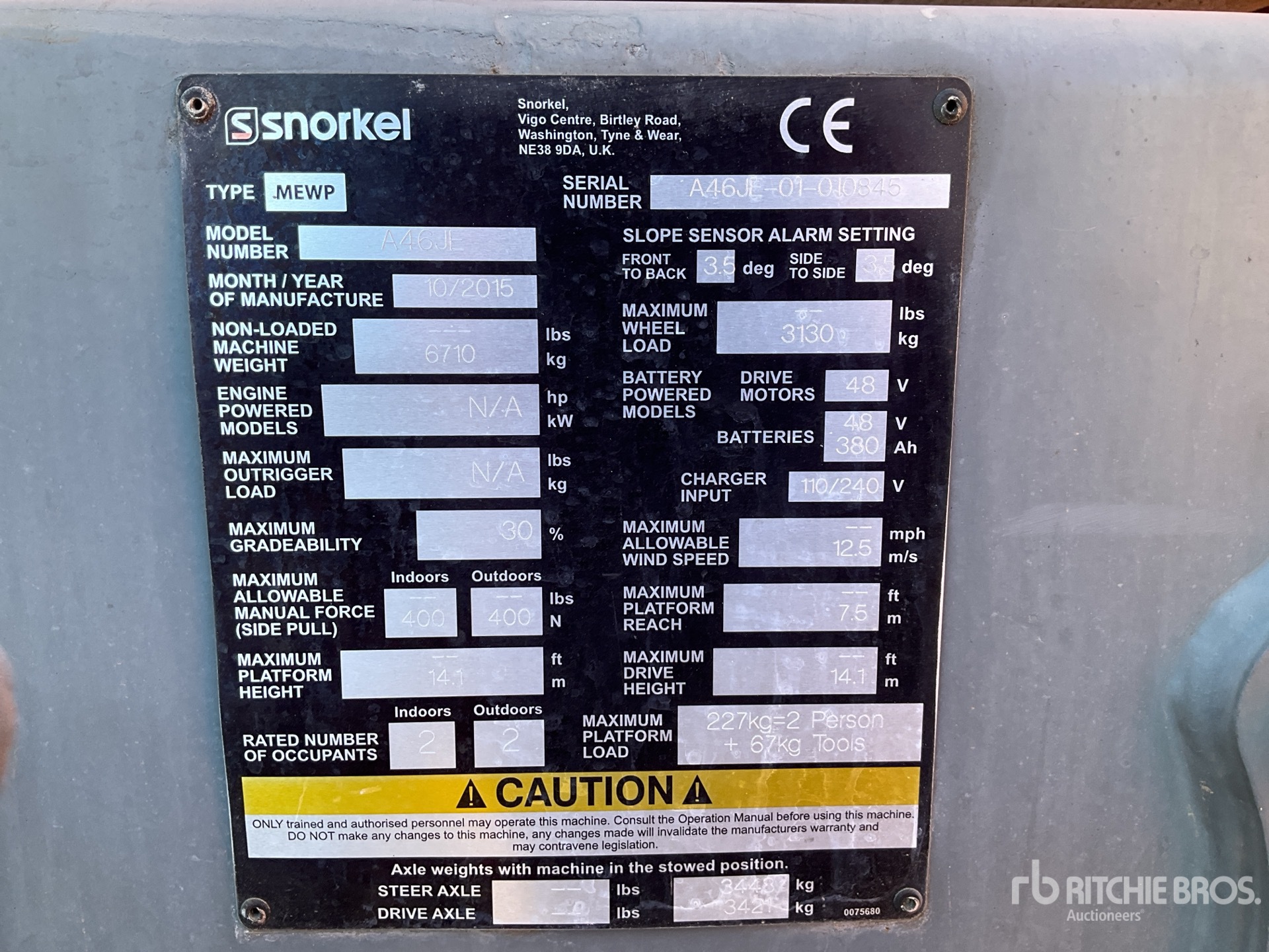 General Appearance with Serial Number / VIN