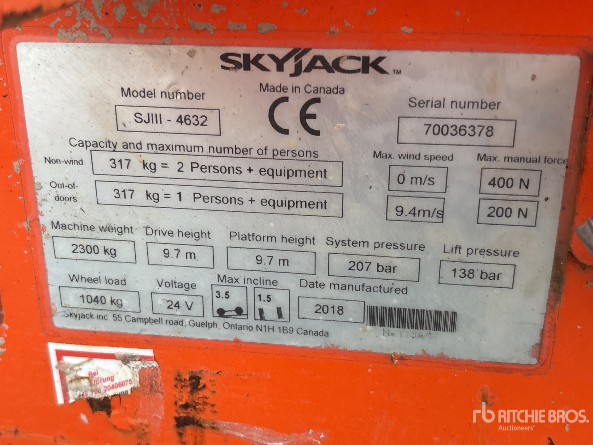 General Appearance with Serial Number / VIN