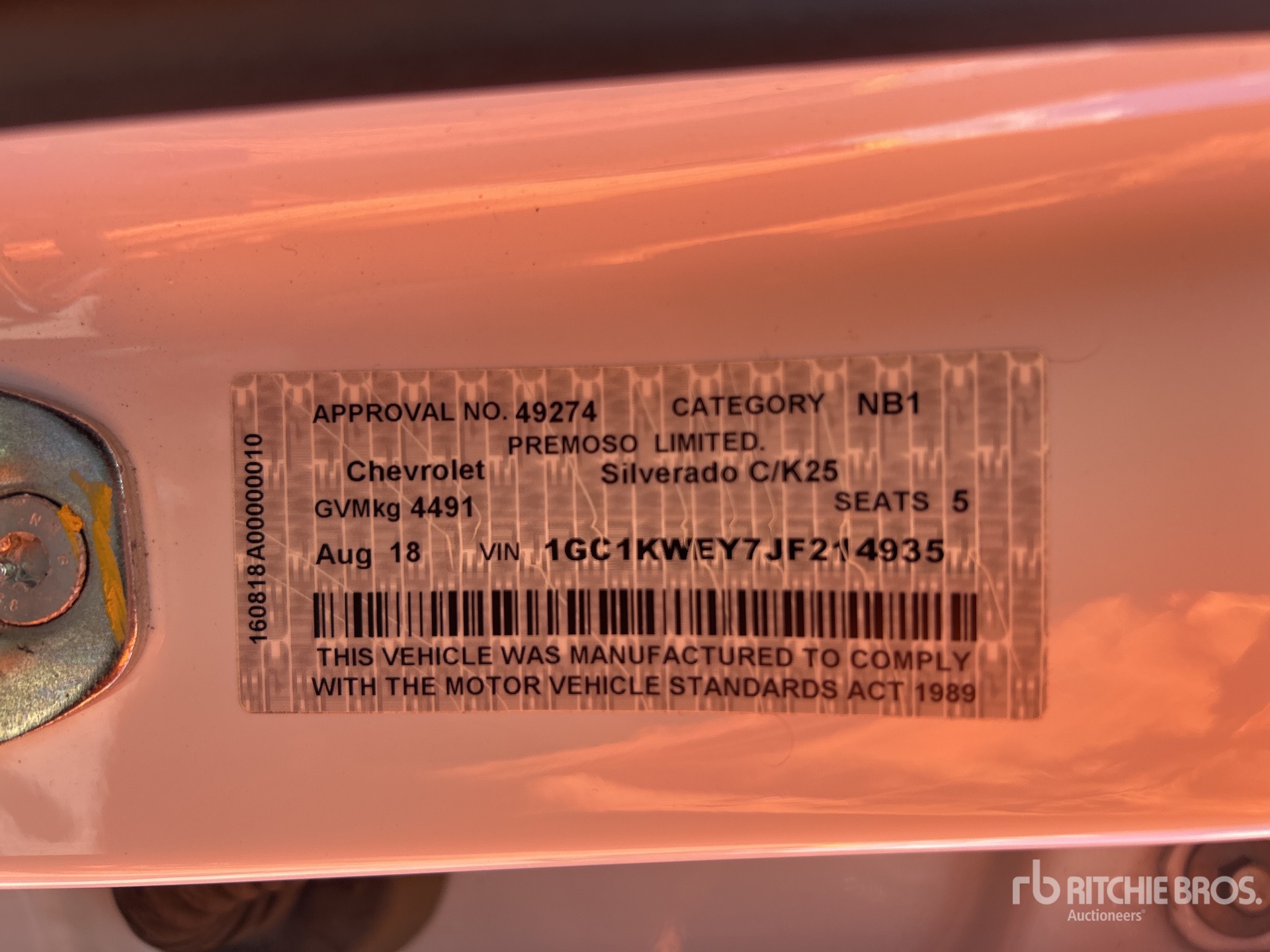 General Appearance with Serial Number / VIN