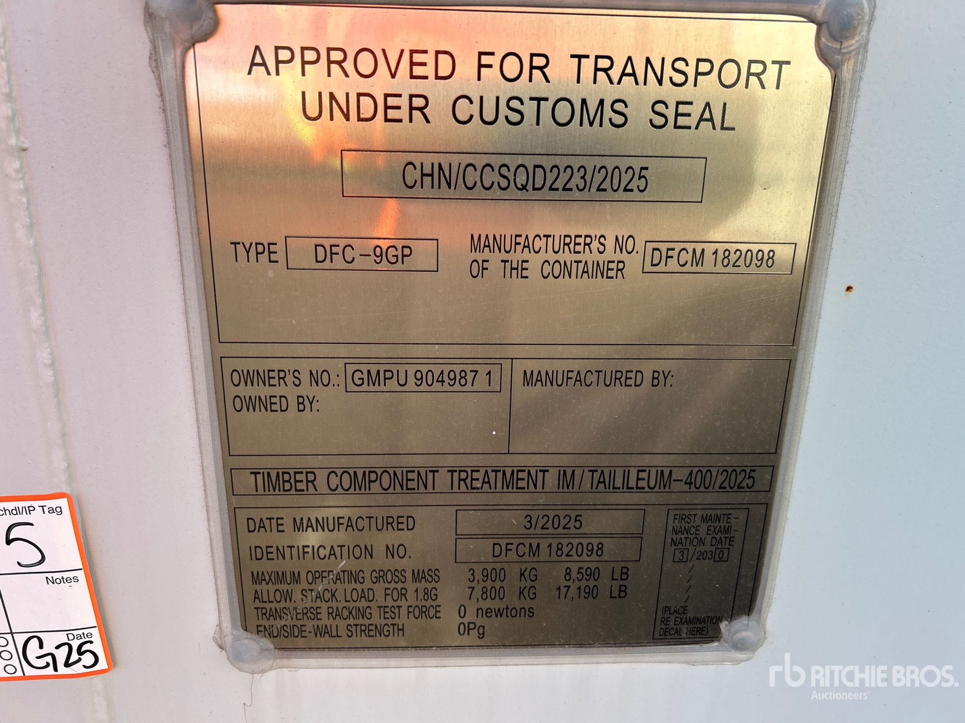 General Appearance with Serial Number / VIN