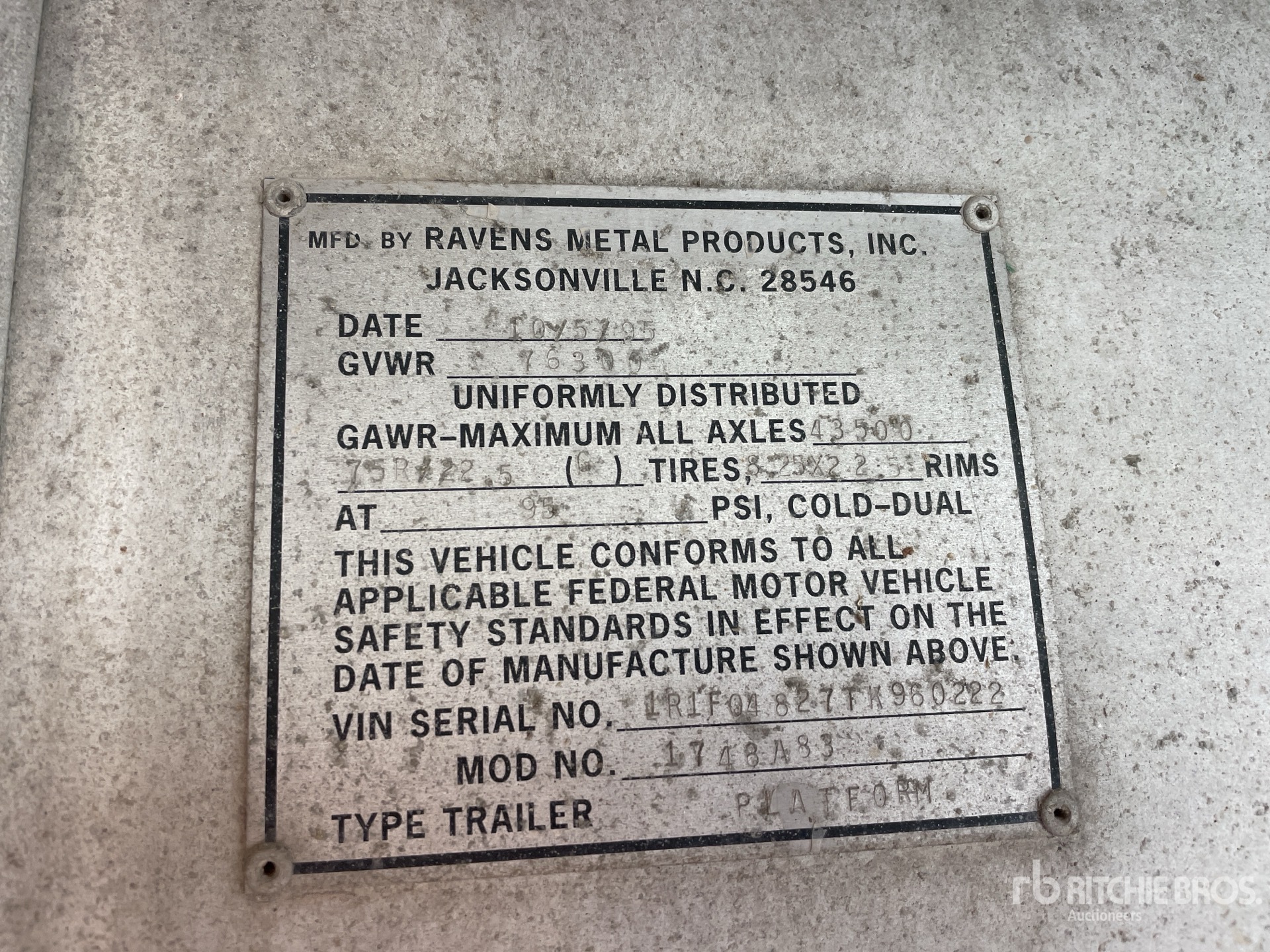 General Appearance with Serial Number / VIN