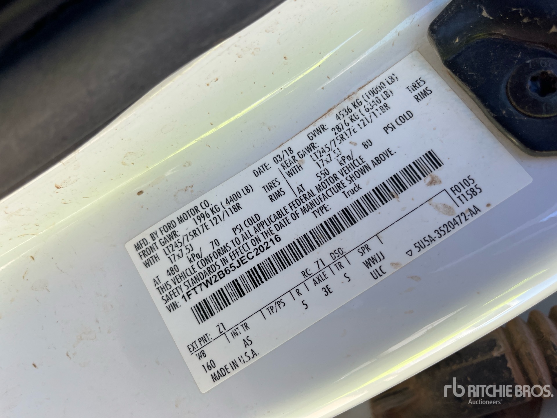 General Appearance with Serial Number / VIN