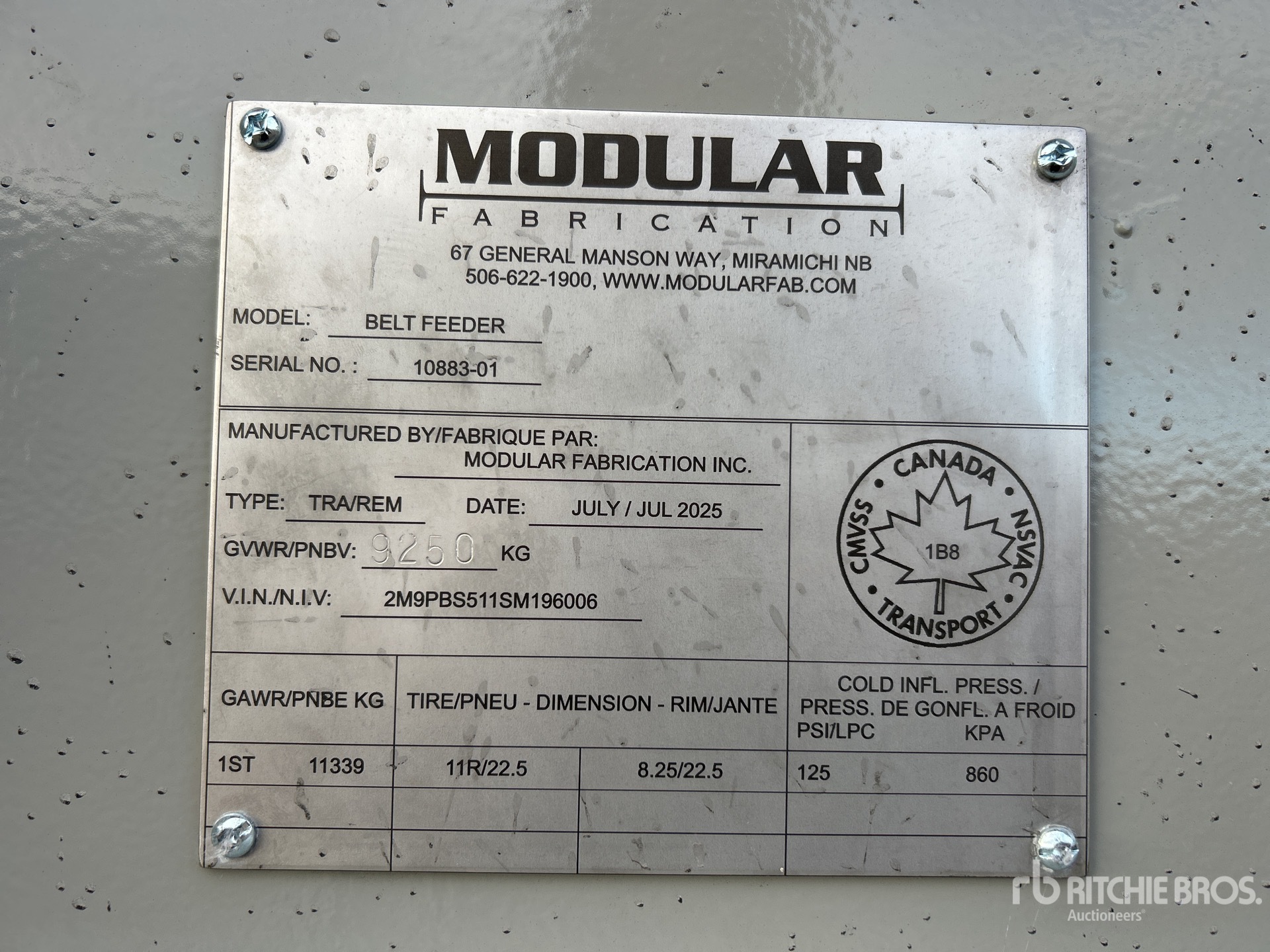 General Appearance with Serial Number / VIN