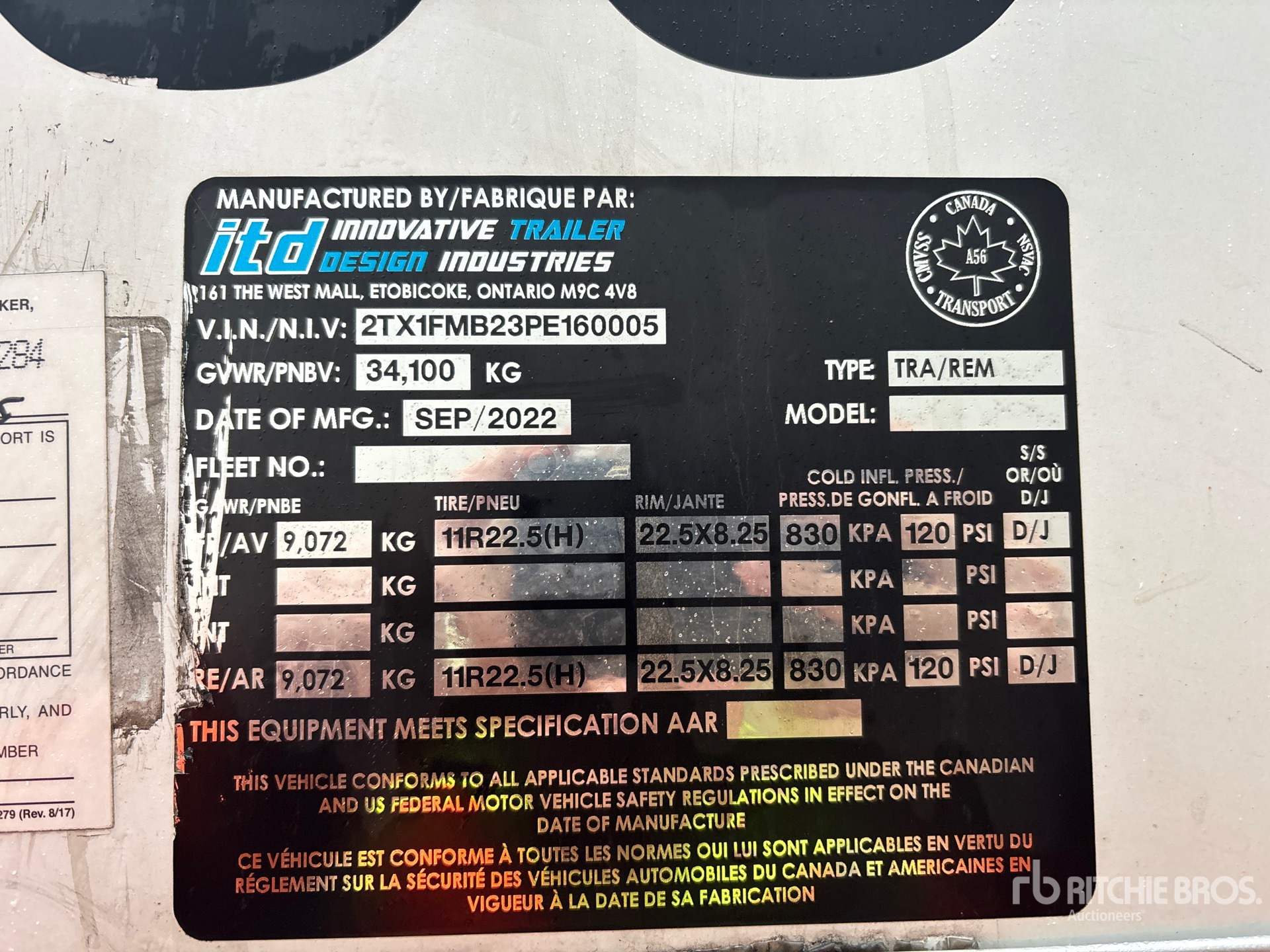 General Appearance with Serial Number / VIN