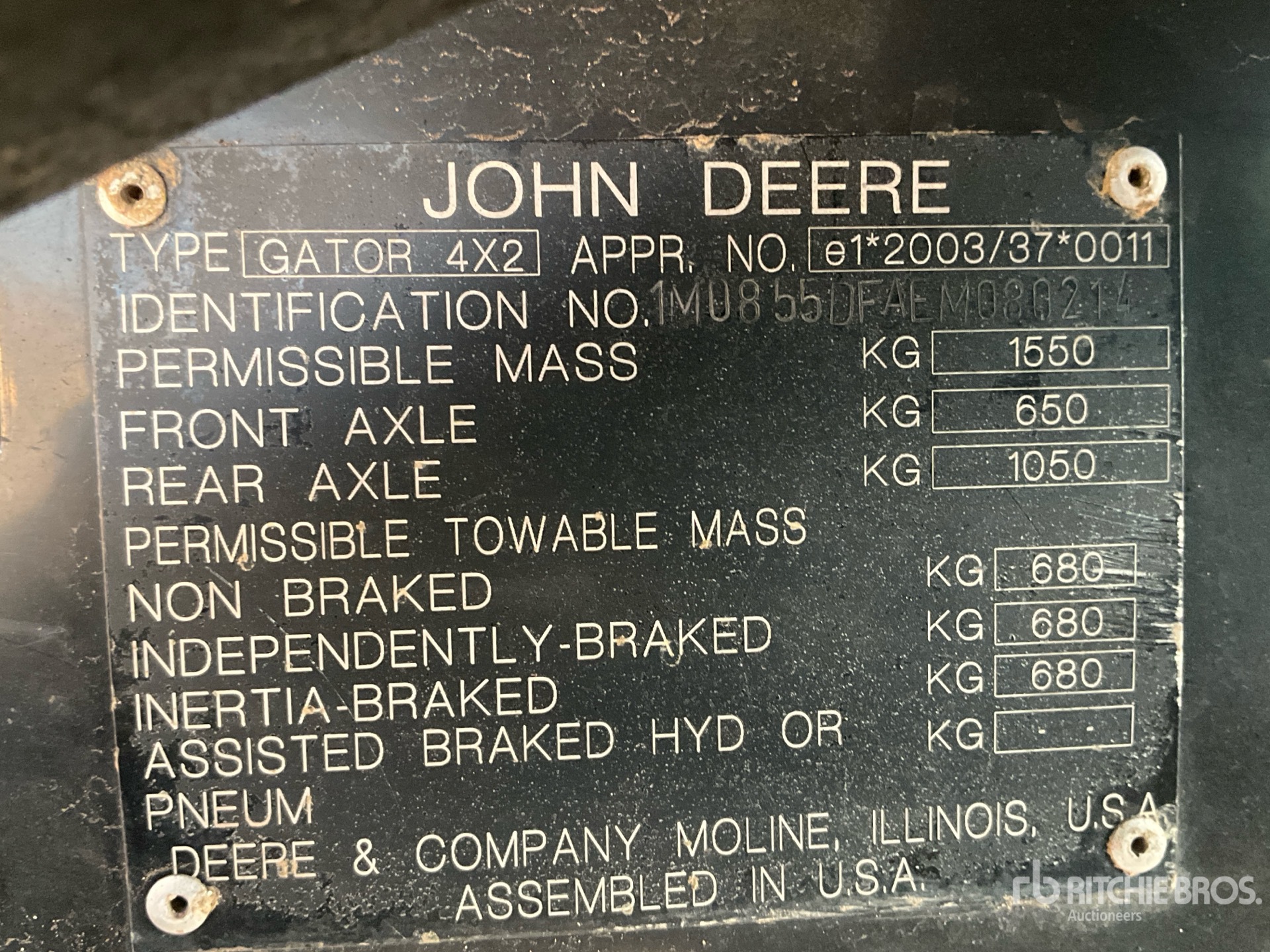 General Appearance with N.º de serie/VIN