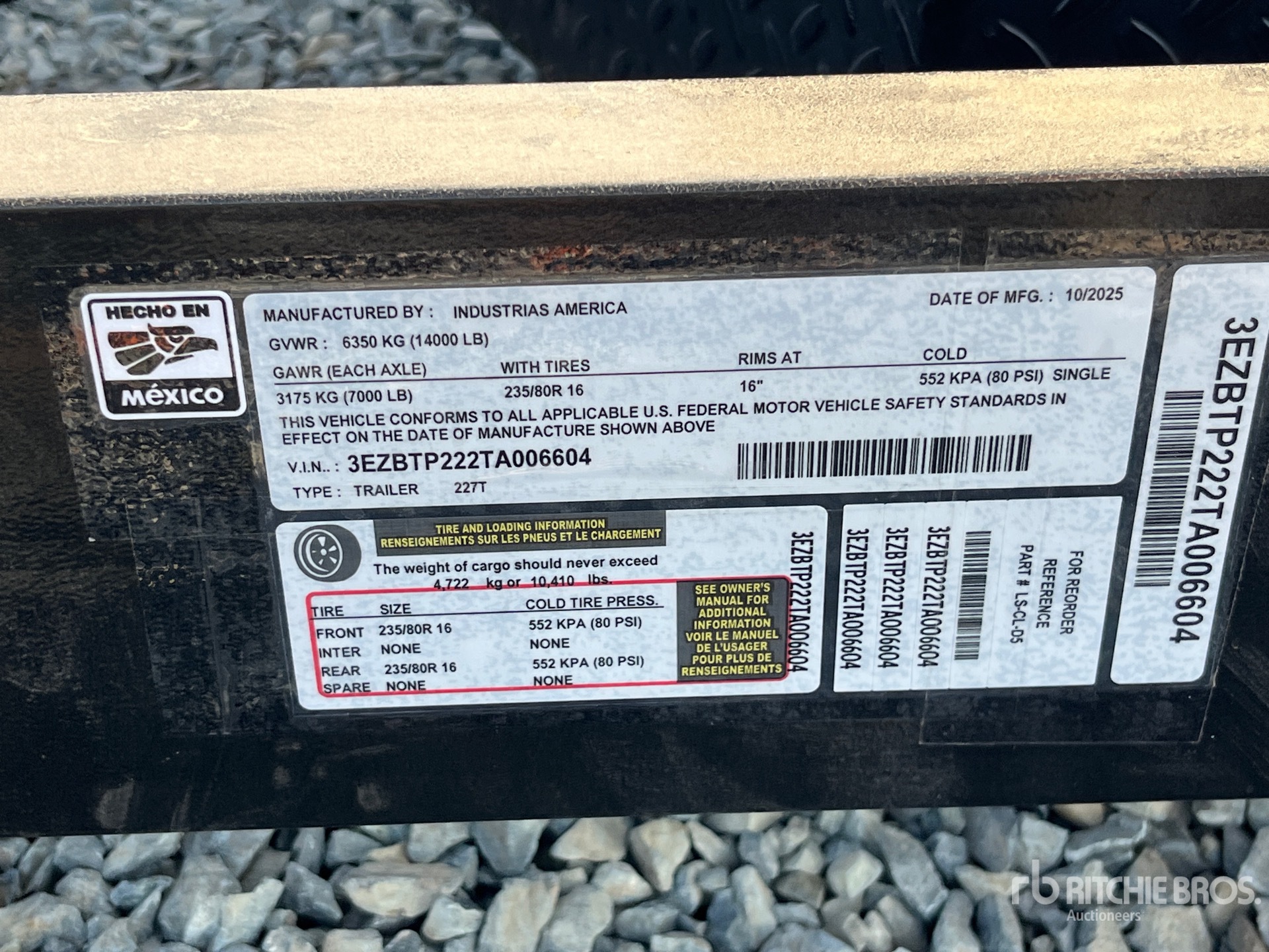 General Appearance with Serial Number / VIN