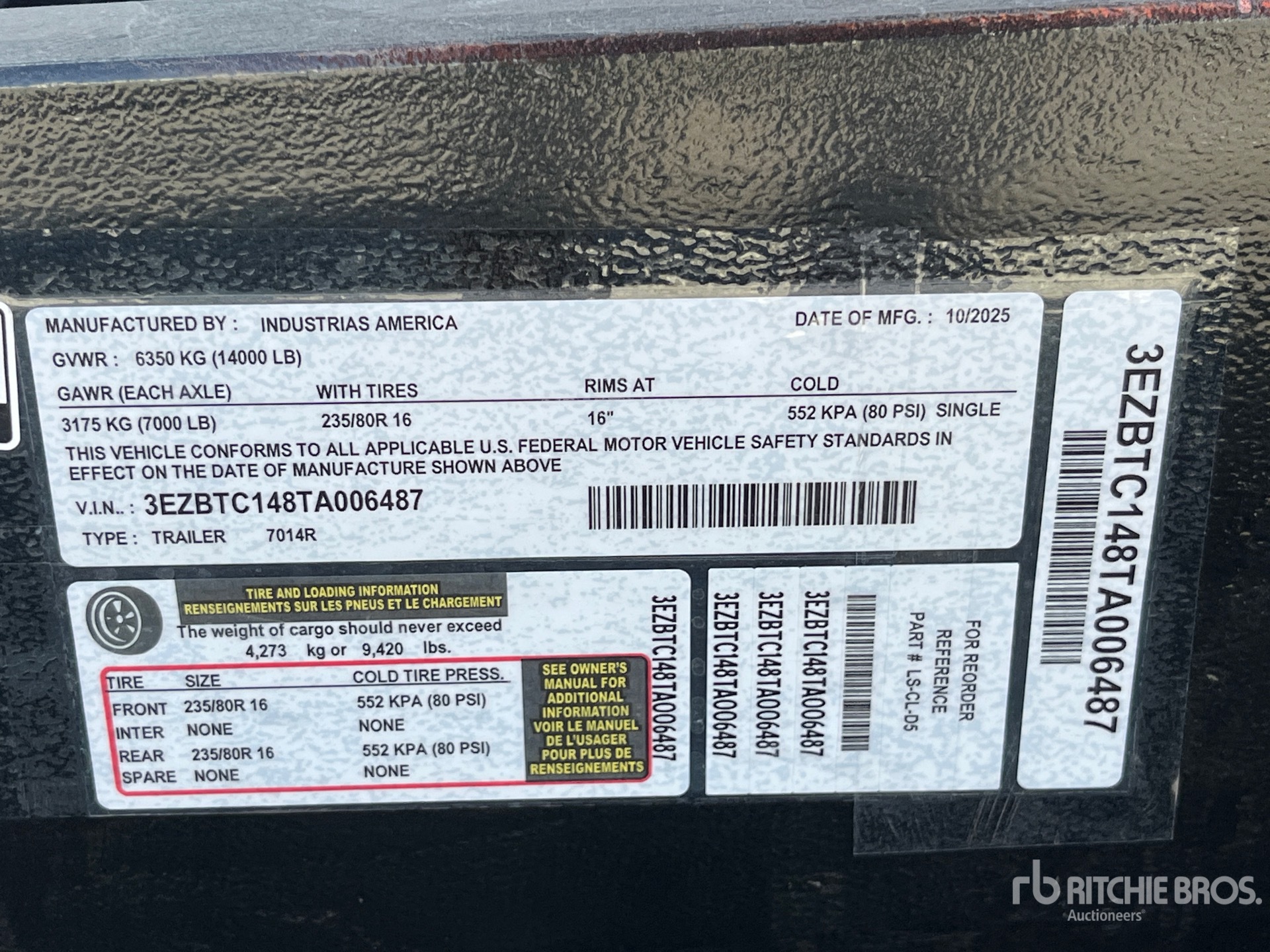 General Appearance with Serial Number / VIN